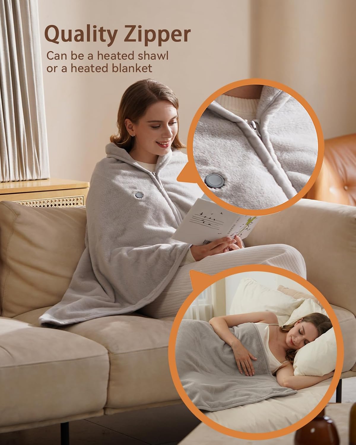 Heated Blanket Battery Operated,with Battery Pack,Cordless USB Heated Shawl,Outdoor Portable Electric Blanket,USB Heated Throw 3 Heating Levels,Softnees Heating Blanket for neeck and Shoulder