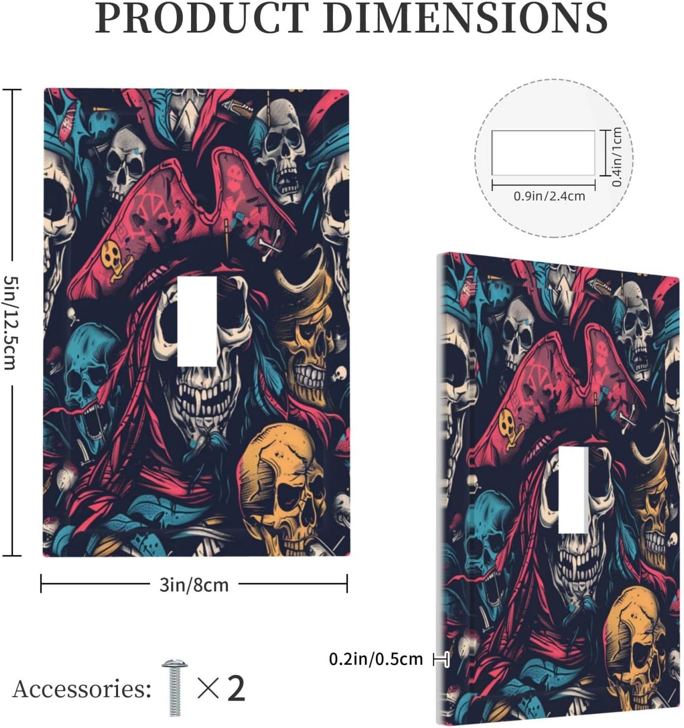 Decorative Light Switch Cover Pirate Colourful Skeleton Red Hat 1 Gang Single Toggle Device Electrical Faceplate Switchplates Decorator Outlet Wall Plate For Farmhouse Cabin Decor