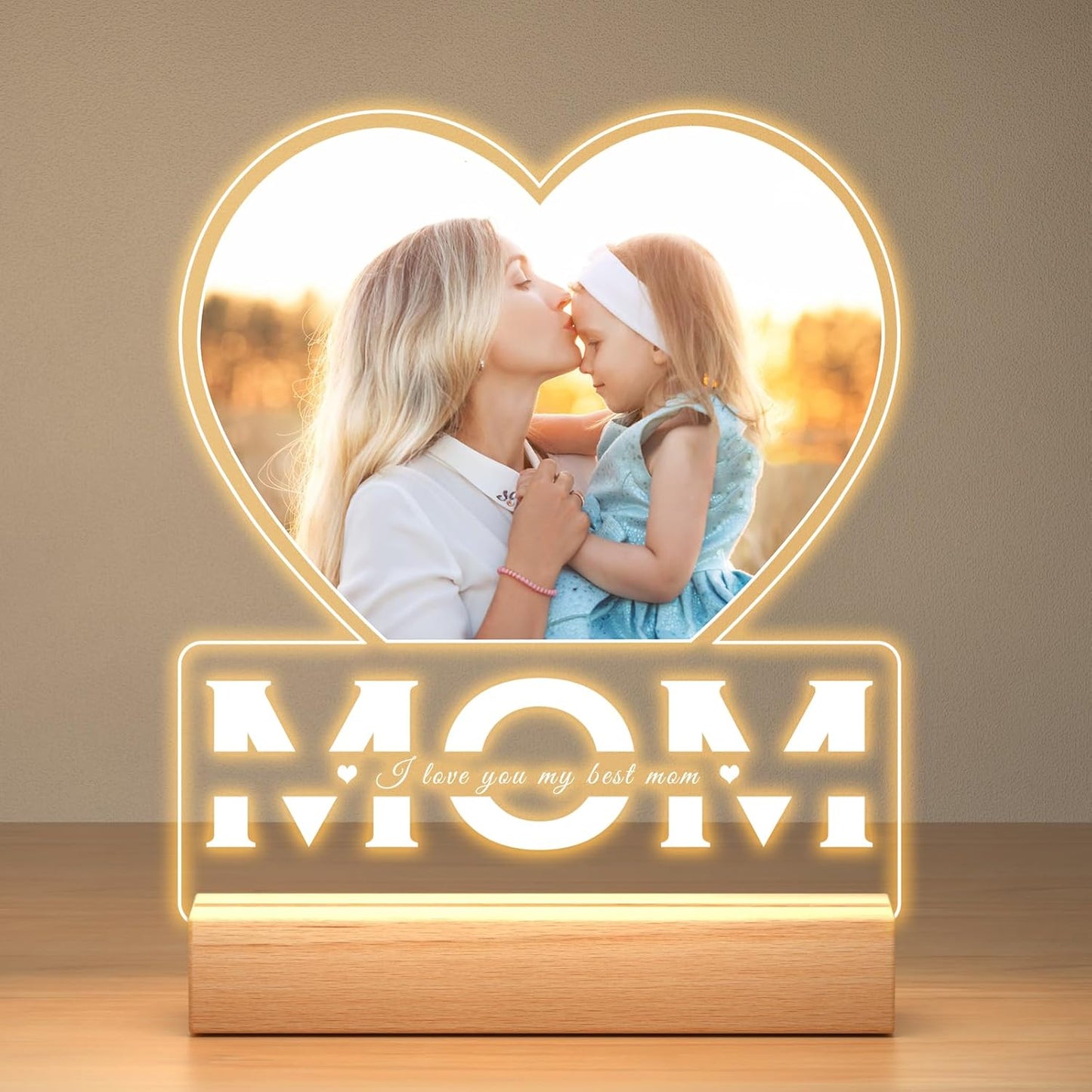 Personalized Gifts for Mom from Daughter and Son, Custom Picture Frames with Photo, Custom Photo Frame with Night Light, Customized Picture Frame, Personalized Birthday Gifts for Mom