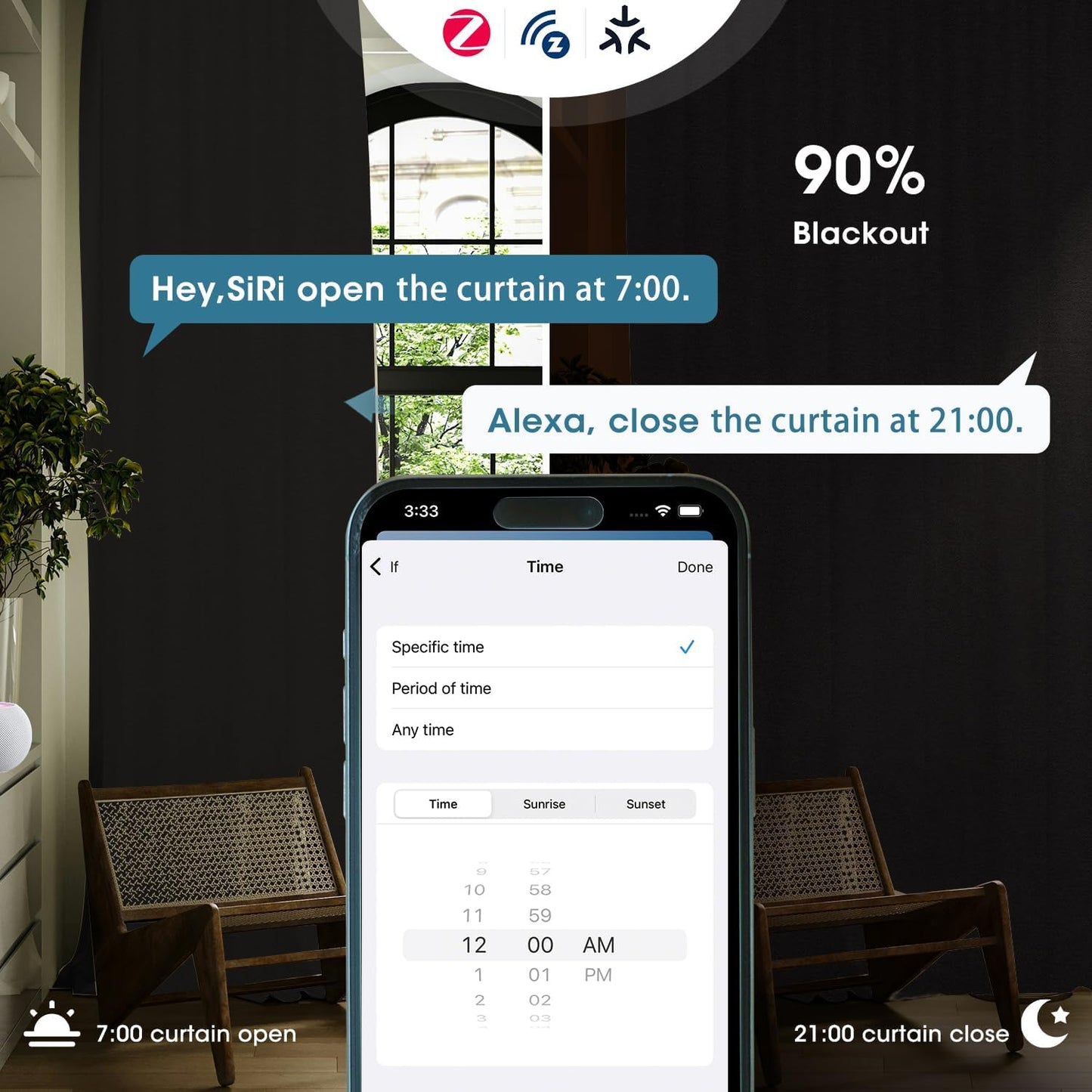 SmartWings Automatic Curtain Opener with Drapery, Motorized Vertical Blinds with Remote, Electric Closet Doors Sliding Panels Compatible with Alexa Google Homekit, 90% Blackout Sesame Black