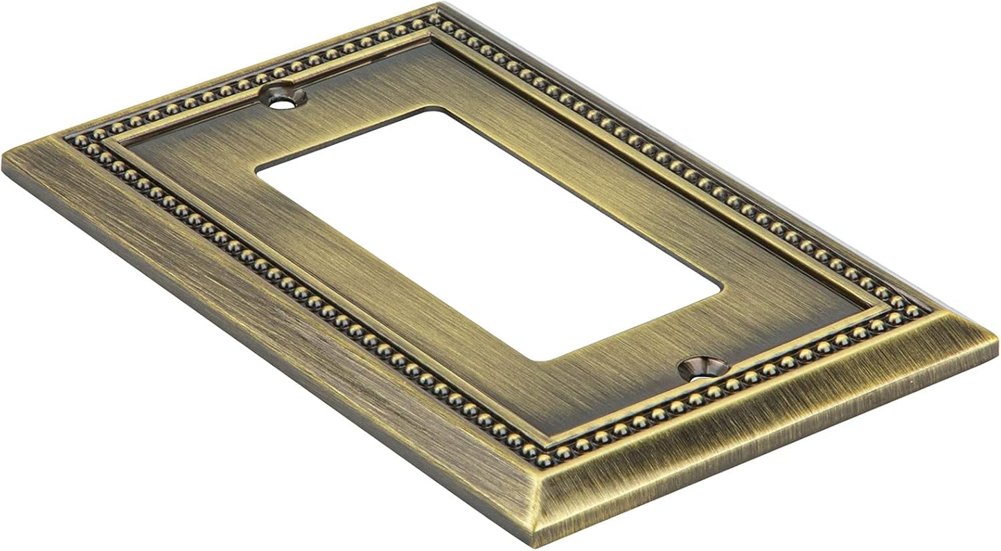 Henne Bery Sunken Pearls Heavy Duty Decorative Wall Plate Switch Plate Outlet Cover (Single Decorator, 2 Pack, Antique Brass)