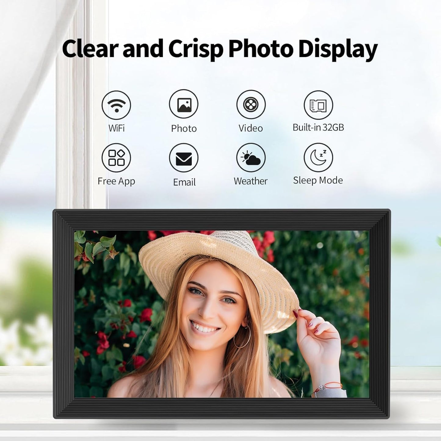 Digital Picture Frame 15.6 Inch 32GB Storage WiFi Digital Photo Frame 1920×1080 IPS FHD Touch Screen, Auto-Rotate, Wall-Mounted, Easy to Share Photos via Free APP Gift for Family