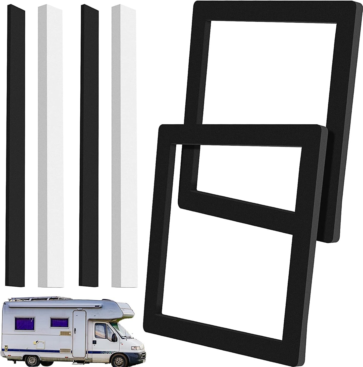 BBTO 2 Set 14 Inch Rv Camper Roof A/C Gasket Kit Air Conditioner Seal Repair Replacement Self Adhesive Picture Frame Gasket and Waterproof Compression Self Adhesive Leveling Pads