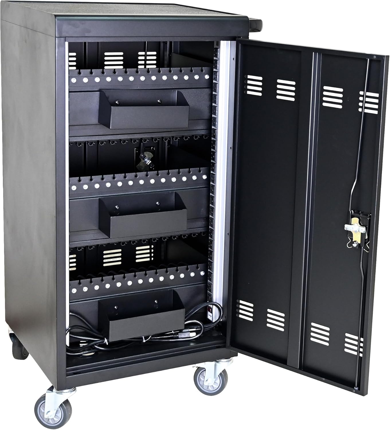 Laptop Charging Cart, Laptop Storage Cart with 45-Bay, Mobile Charging Cabinet for iPads up to 16.3", Chromebook Devices, Cord Management, Access Lock.School,Business.Black
