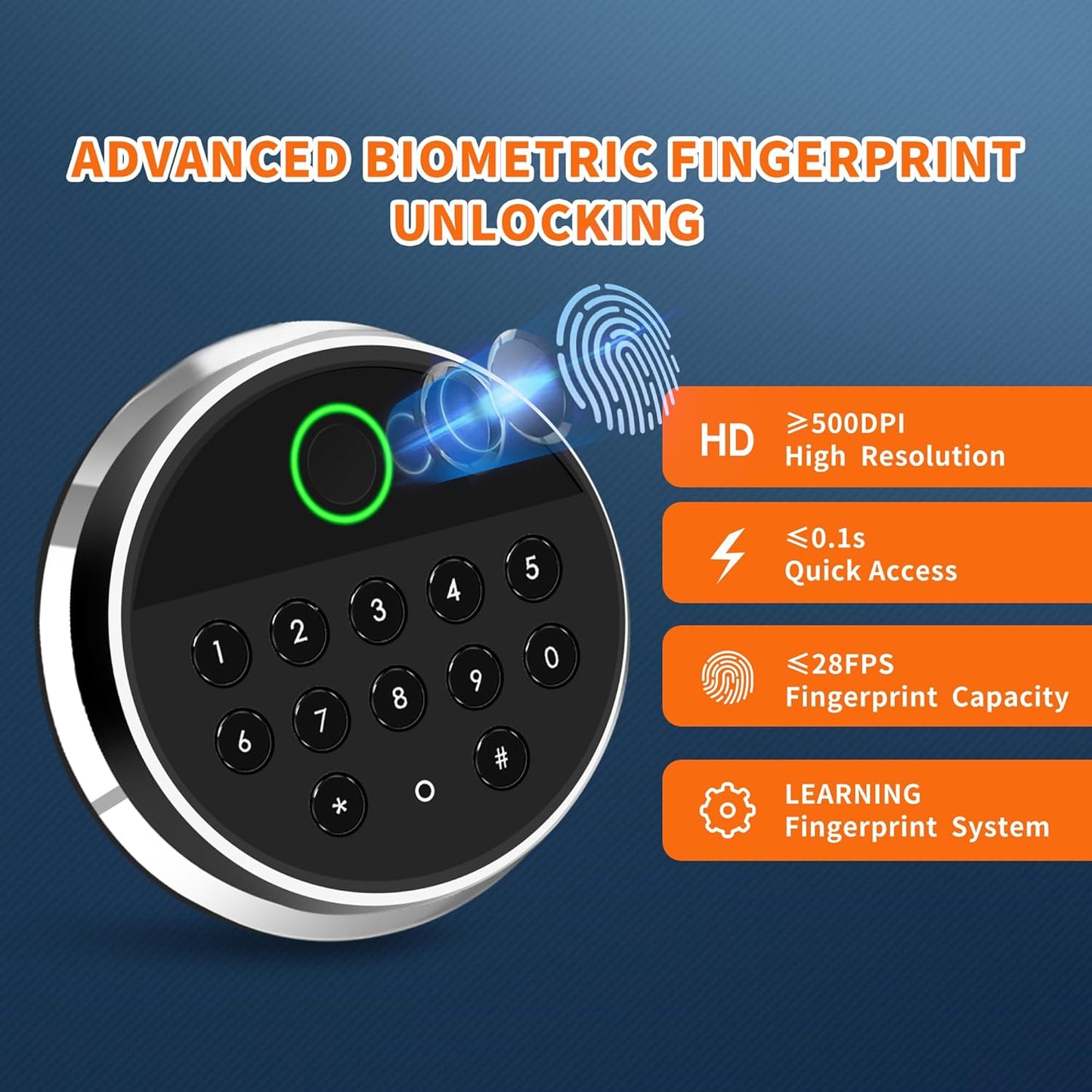 HSGCJS Biometric Fingerprint Safe, Home Safes Box with full Digital Keypad,Security Safe For Home,Office and Hotel-1.93 Cubic Feet