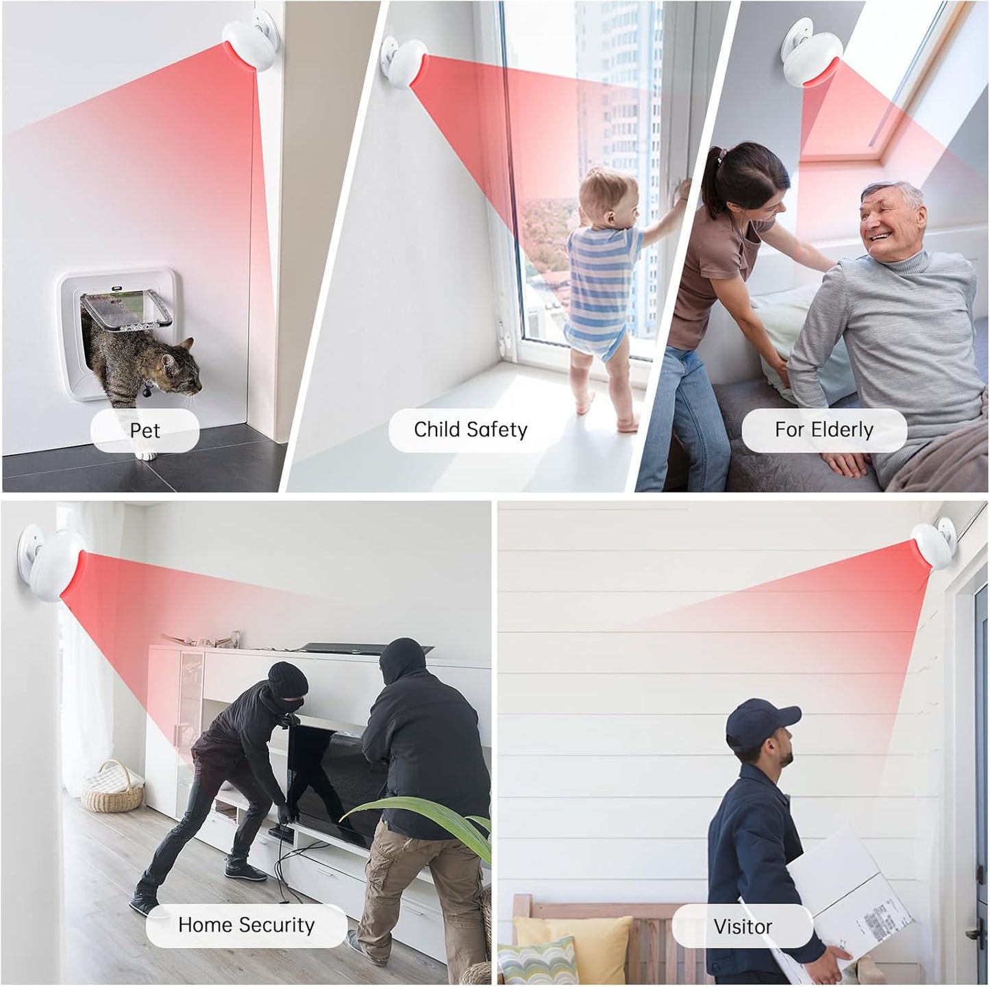 Wireless Motion Sensor Alarm Indoor -Door Chime for Business, Store Welcome Buzzer Monitor with Colorful LED Light 500 FT Range Commercial Door Entry Alert, Caregiver Reminder for Elderly