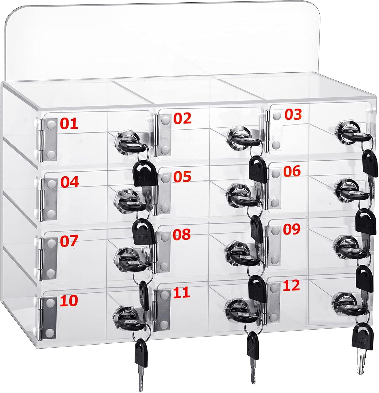 Threan Cell Phone Locker Box for Classroom with Door Locks and Keys Clear Acrylic Phone Jail Storage Cabinet Wall Mounted for School Factory Office(12 Slot)