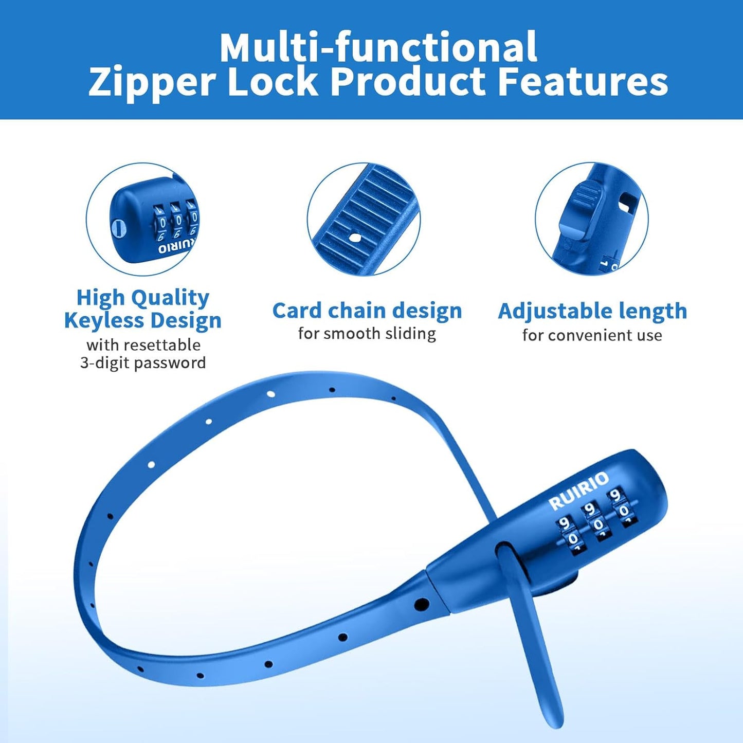 Zip Tie Lock Adjustable Cable Lock for Kids Bike, Helmet, Fridge Cabinets, Drawers, Fences, Toolboxes, Bike Rack, Suitable for Adult, Child, Kid, Baby 1 Pack (Blue)