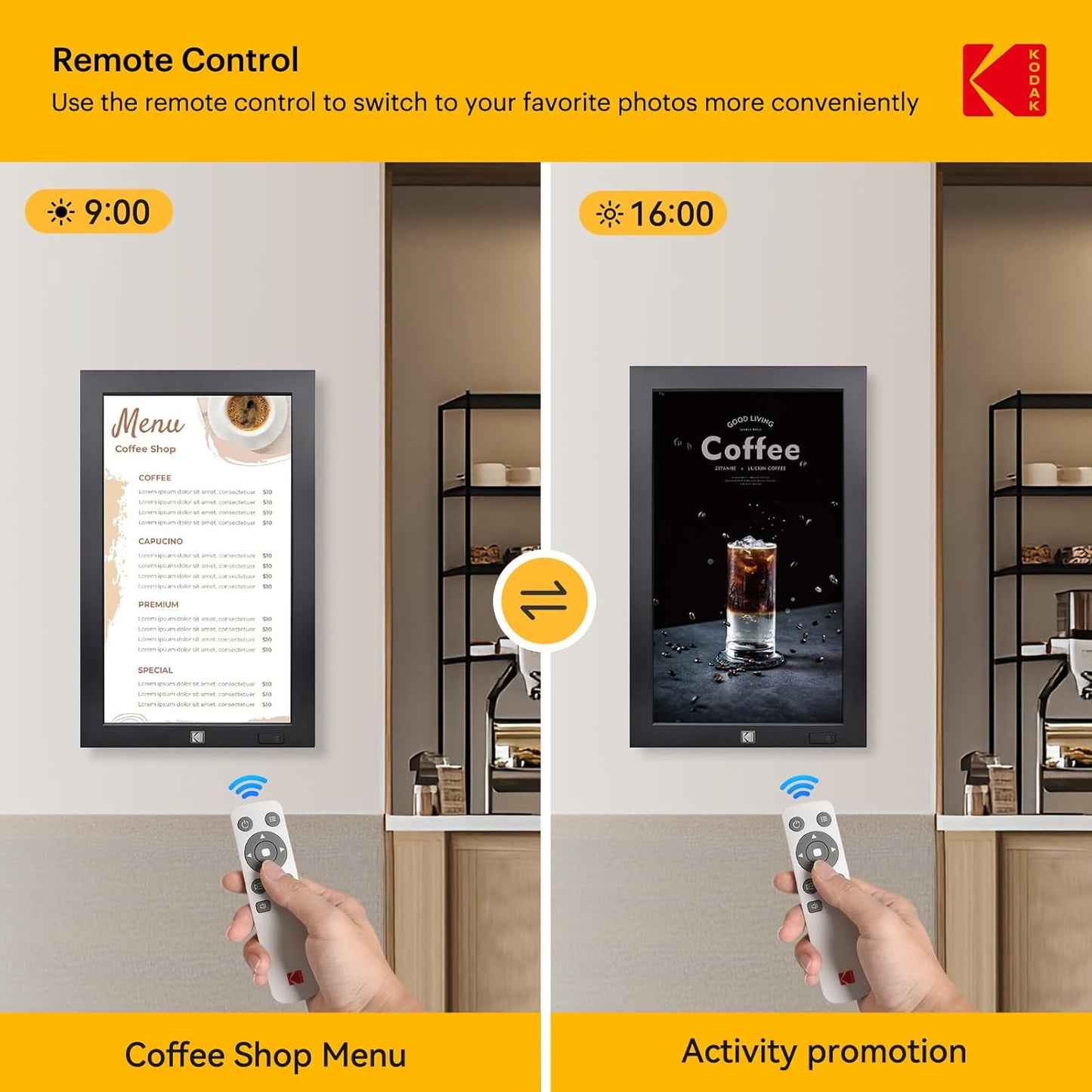 KODAK 17.3" X-Large WiFi Digital Picture Frame - 1920x1080 FHD IPS Display with 32GB Storage, Auto-Rotate, Remote Control, Wall Mountable, Compatible with Alexa, for Family