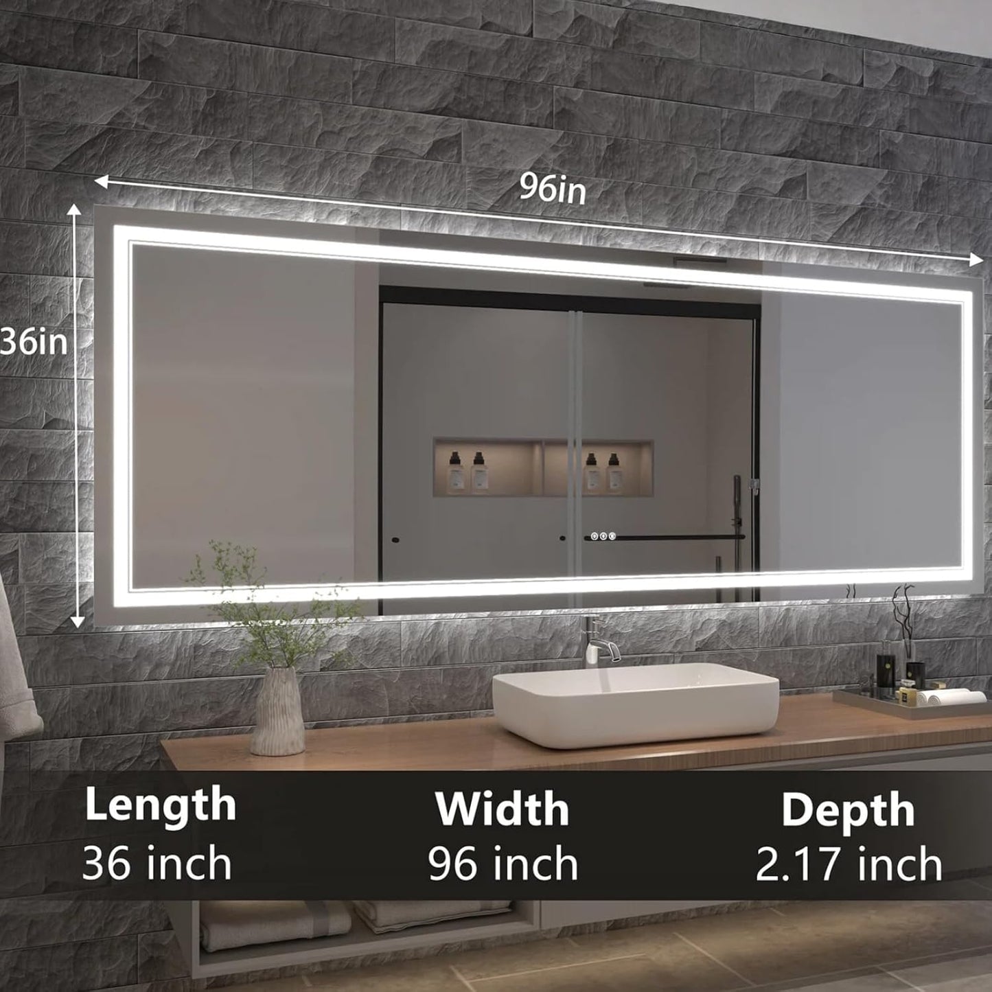 LED Bathroom Mirror with Lights, Wall Mirrors