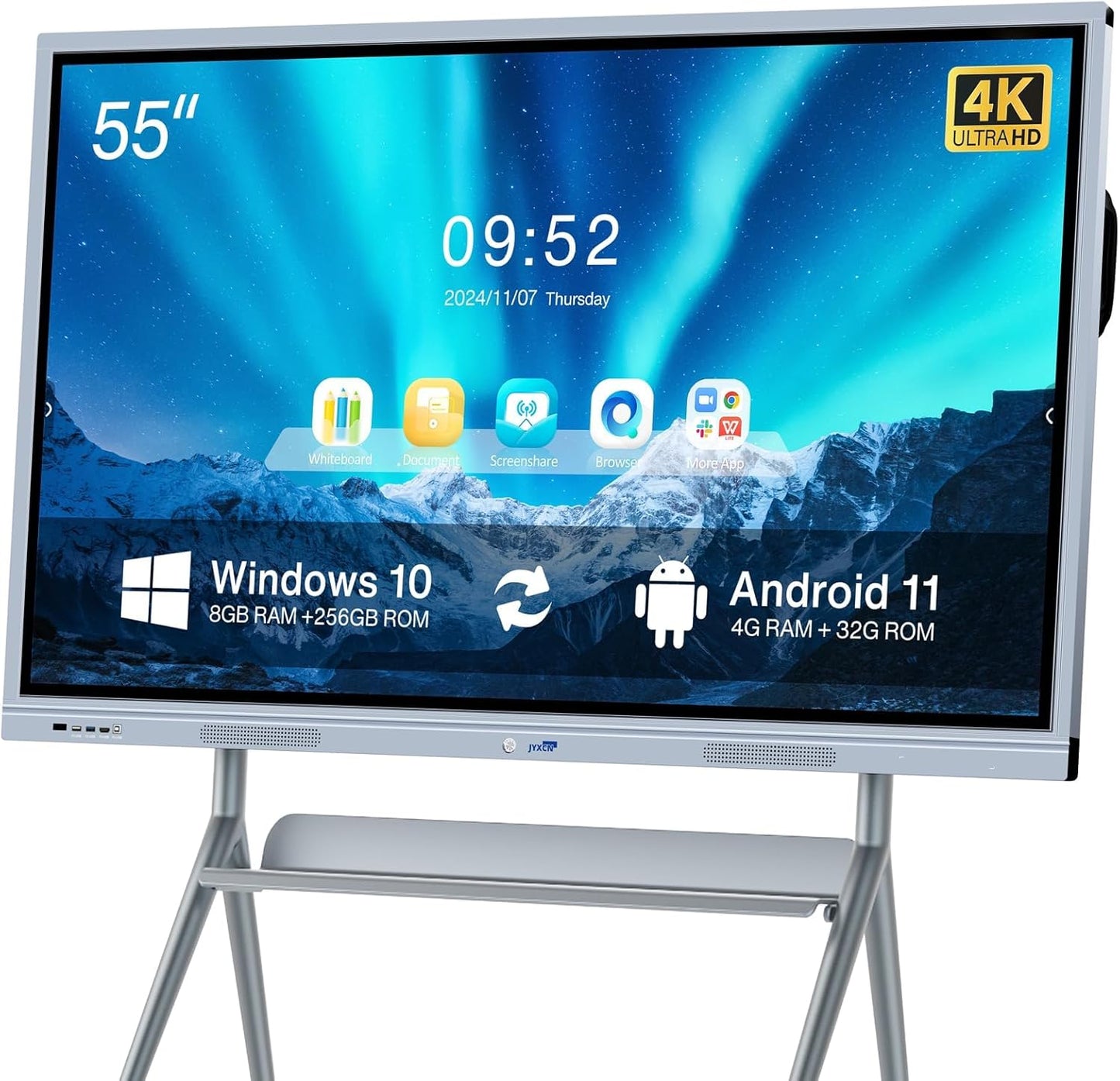 Smart Board Collaboration Hub, 55" Digital Interactive Whiteboard Display with 4K Touchscreen, Windows 11 & Android 10 Dual System,Electronic Smartboard for Classroom Office Home (Board Only)