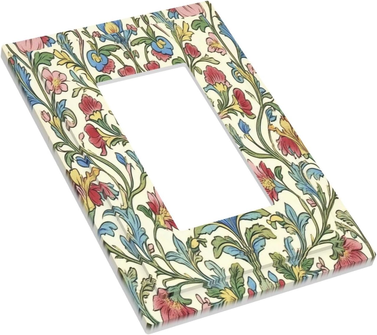 Decorative Outlet Covers Boho Red Floral Morris Plant Leaves 1 Gang Single Rocker Light Switch Cover Plate Wall Plates Gfci Faceplate For Farmhouse Cabin Decor