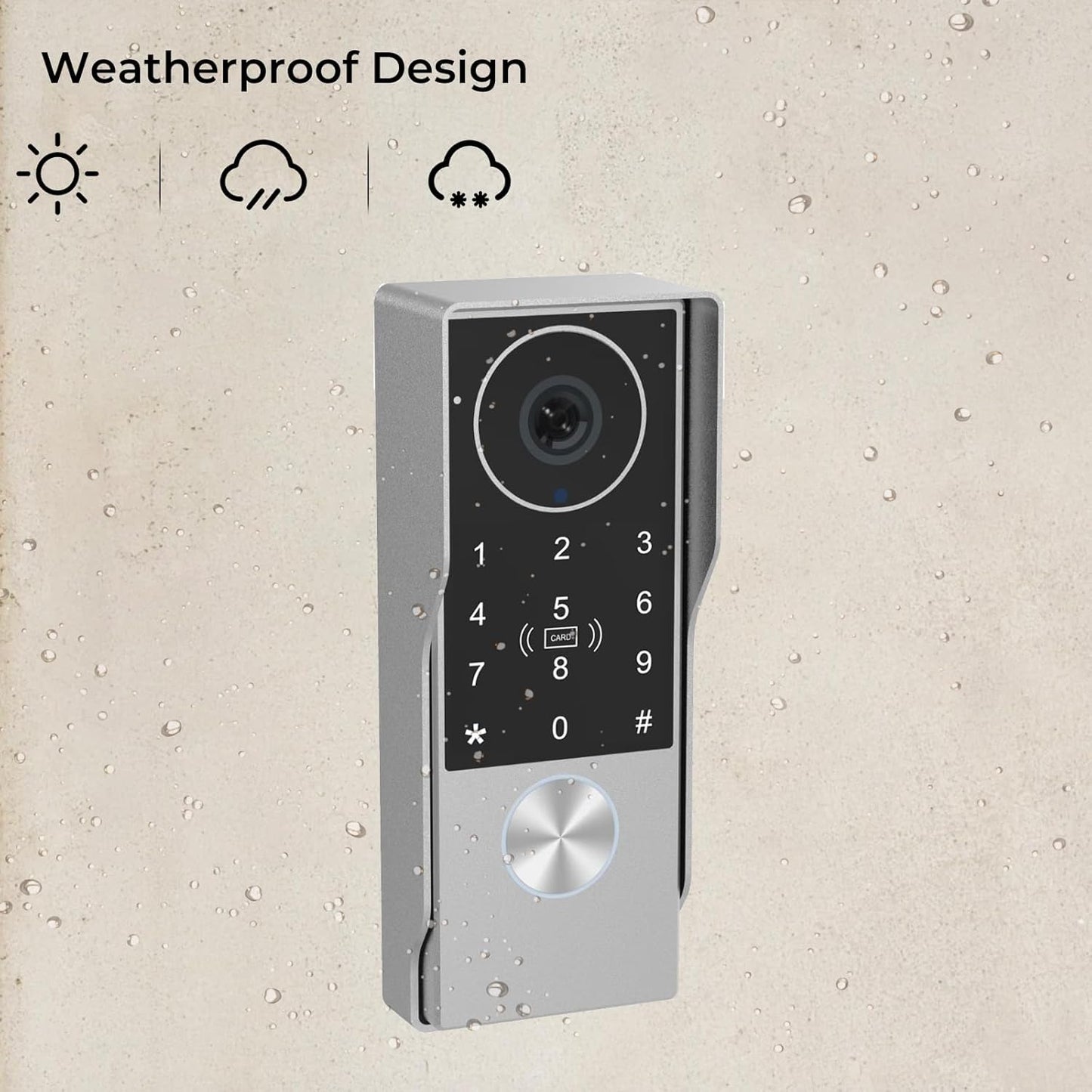 2-Wired key pad Video Intercom System with keypad,doorbell with monitor Dual 7'' Touch Screen, 1080P HD Camera, Passcodes Unlock, Night Vision, Tuya app, Waterproof, for Front Gate Apartment Home
