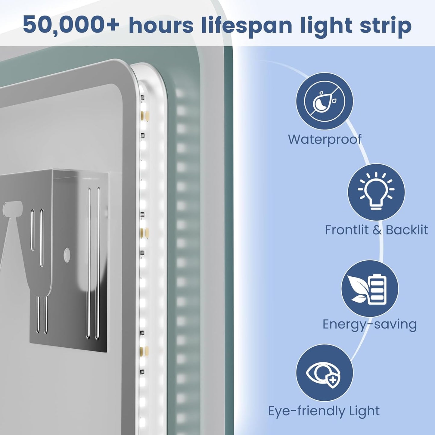 STARLEAD 28"x36" LED-Bathroom-Mirror-with-Lights, Wall-Mounted with Bluetooth Speaker, Anti-Fog, 3 Color Temperature, Dimmable Brightness, Waterproof, Tempered Glass, Frontlit & Backlit