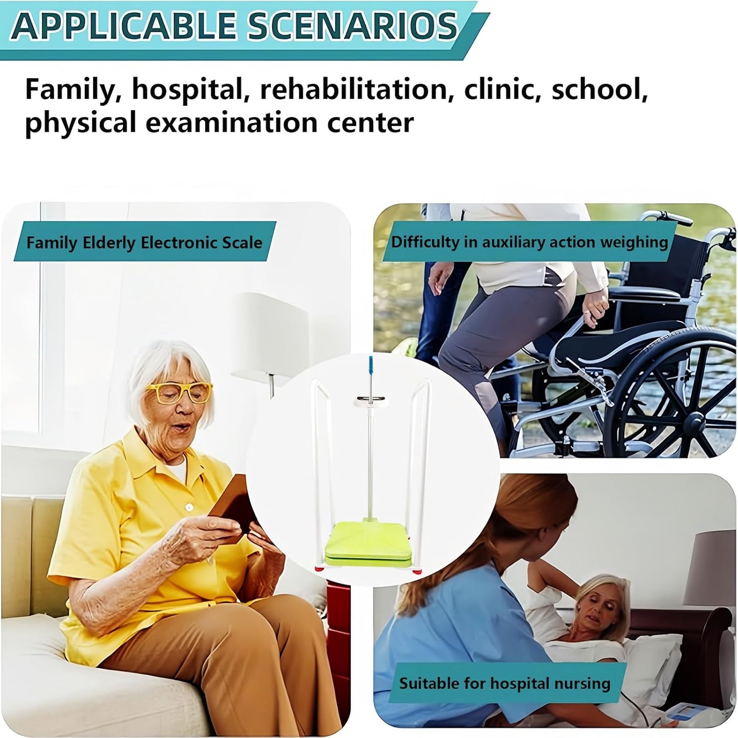 Assist The Elderly in Measuring Weight gain While Standing, with an Electronic Scale with armrests, Suitable for use in clinics, Hospitals, Schools, Nursing Homes (Tender Sprout Green)