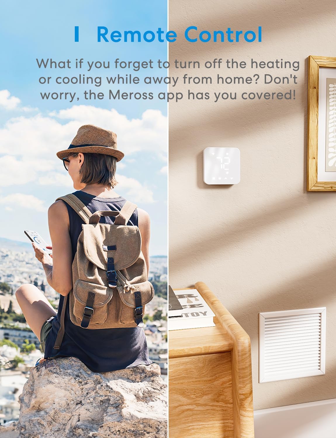 meross Smart Thermostat for Home, WiFi Thermostat Works with Matter, Alexa, Apple Home, Google Assistant, App & Voice Control, 7x24h Scheduling, Energy Saving, C-Wire Required