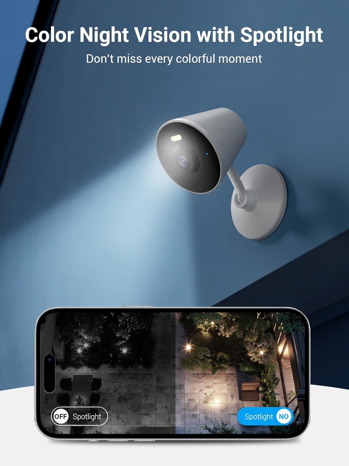 Rocktone 5G & 2.4G Indoor/Outdoor Security Camera for Home, Baby/Elder/Dog/Pet Camera with Phone App, WiFi Camera w/Spotlight Color Night Vision 2-Way Audio