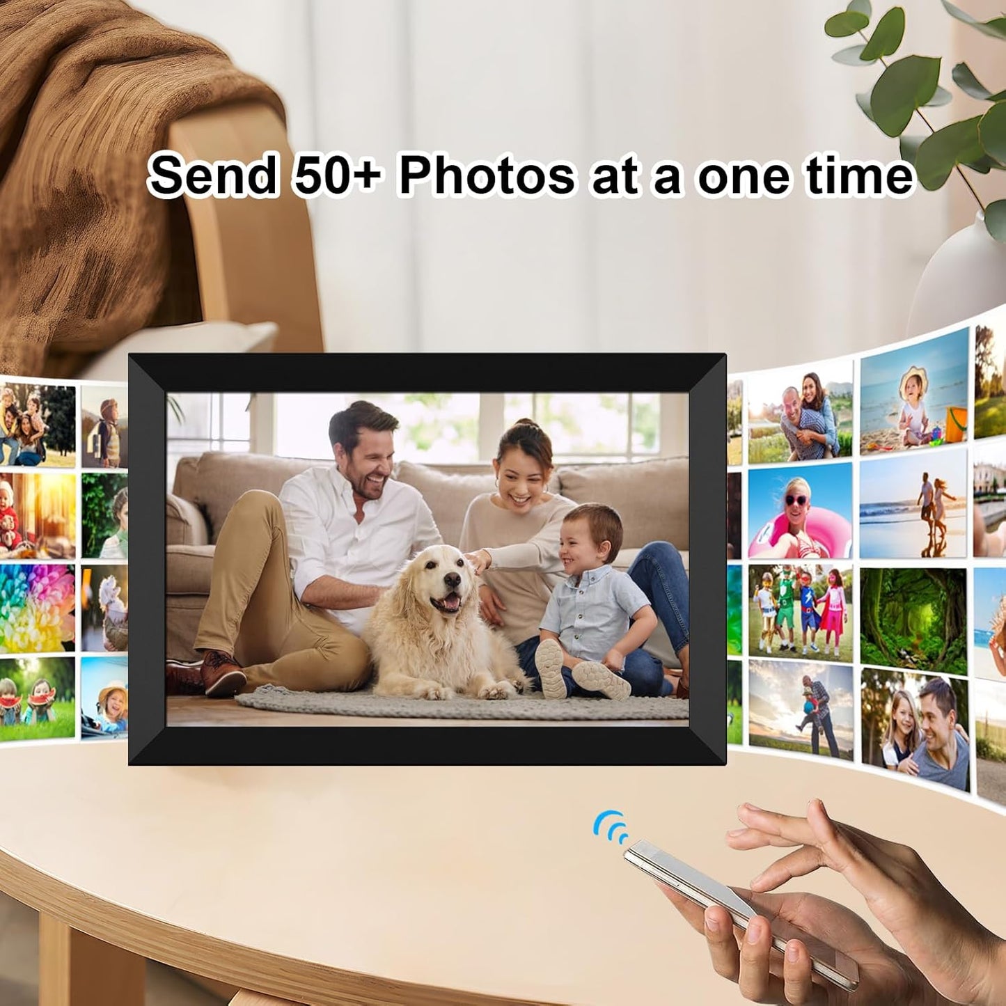 SSAWIFIFRAME Digital Photo Frame 10.1 inch WiFi Digital Picture Frame IPS Touch Screen 32GB Storage Auto-Rotate Easy Setup to Share Photos & Videos via SSA WiFi Frame App from Anywhere