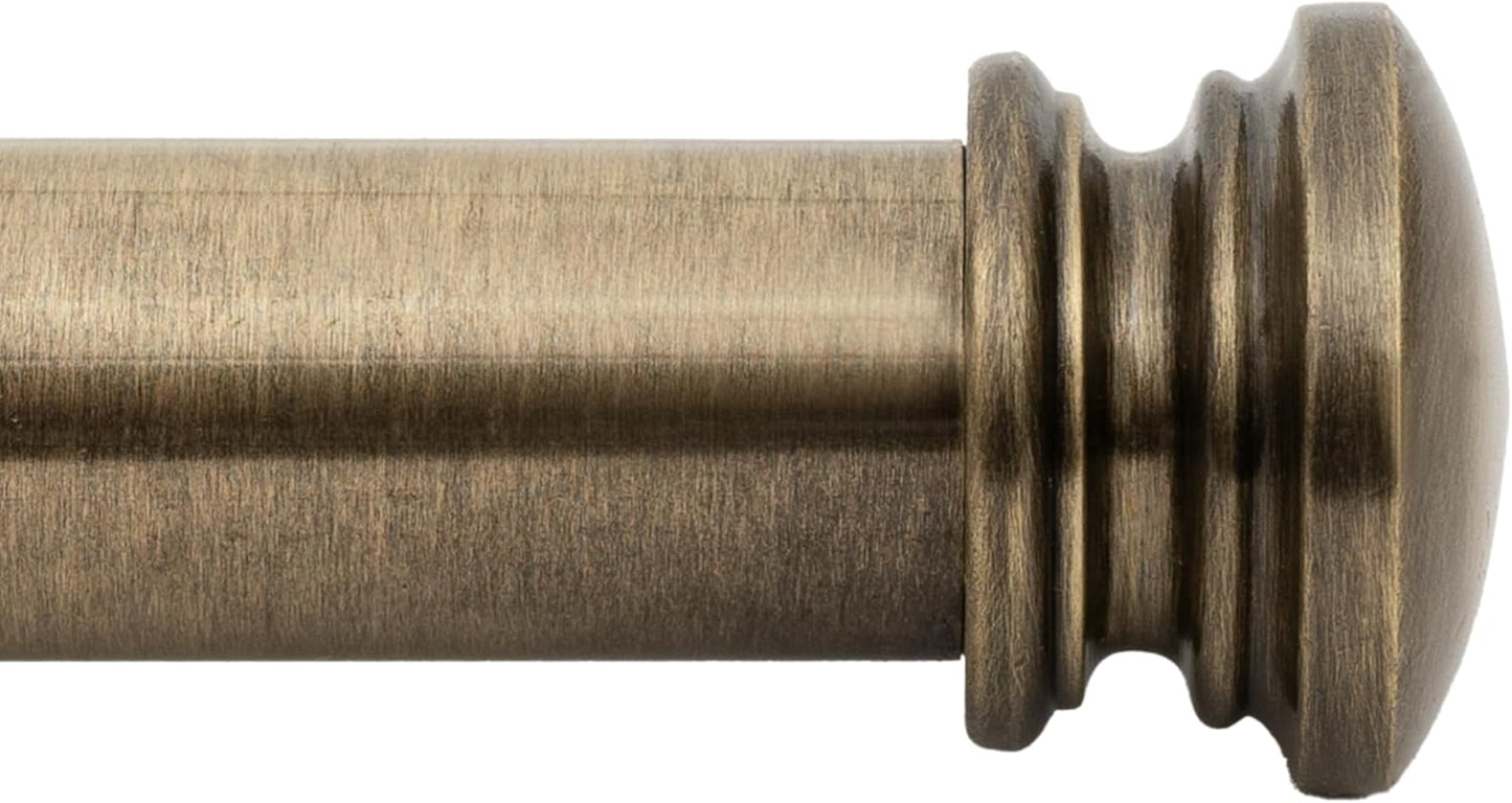 Deco Window Adjustable Curtain Rod for Windows 44 to 120 Inch Extendable Heavy Duty 1 Inch Iron Drapery Pole with End Cap Finials Wall Mounted French Door Curtain Rods (Pack of 1, Antique Brass)