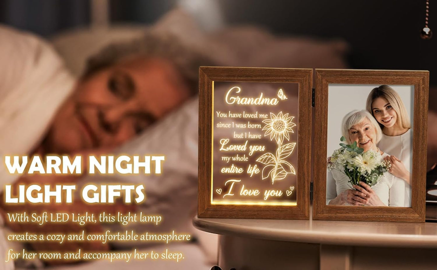Grandma Gifts Christmas Gifts for Grandma from Granddaughter Grandson Grandkids, Grandmother Picture Frame 5x7 with Night Light Personalized Gift for Nana Grandmother Gigi Granny Mimi Tabletop Display
