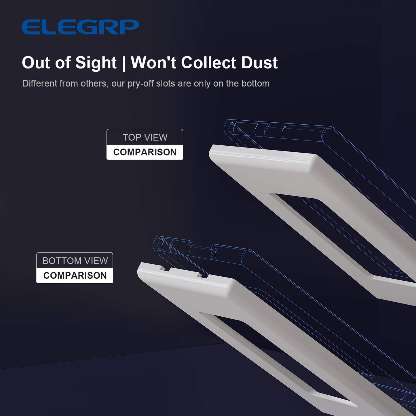 ELEGRP 1-Gang Screwless Decorator Wall Plates, Standard Size Unbreakable Thermoplastic Faceplate Cover for Decorator Receptacle Outlet Switch, UL Listed (100 Pack, Glossy White)