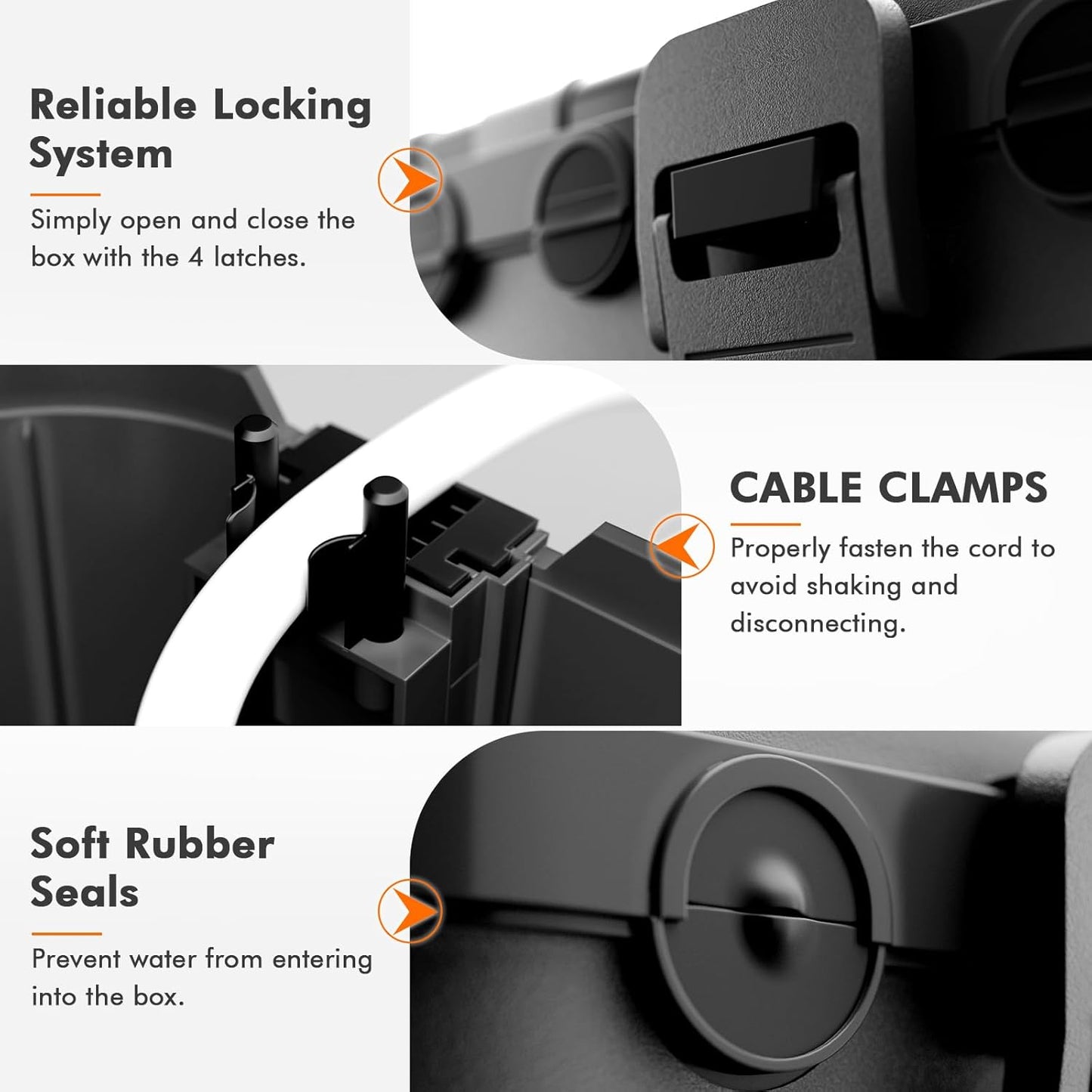 RESTMO 5-Piece Outdoor Waterproof Electrical Box Set – 12.5" x 8.5" x 5" Large & 7.1" x 2.3" x 2.3" Small, Weatherproof Boxes for Power Strip, Outlet, Plug, Socket, Timer, Holiday Light, Black