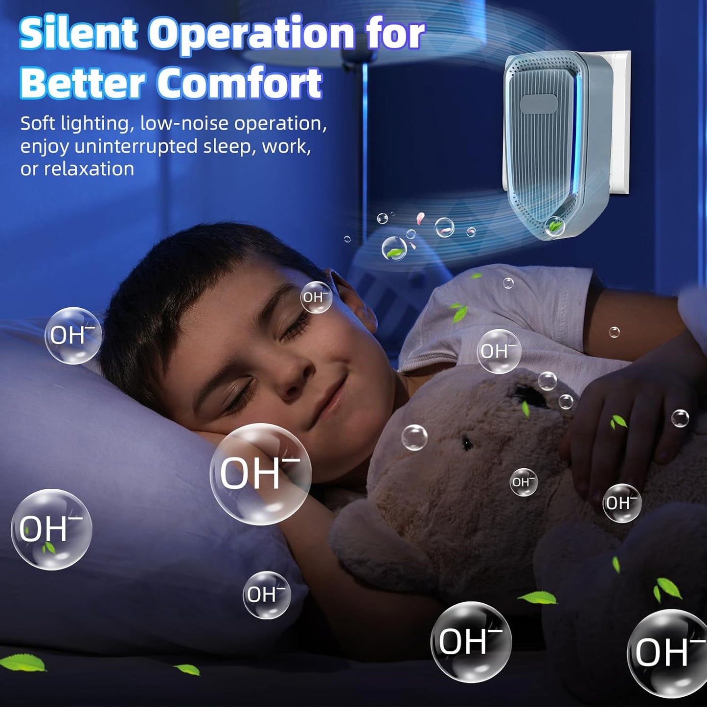 Negative Ion Air Purifier, Silent Plug-in Air Purifier,Mini Portable Air Ion Generator, Absorbing Smoke and Dust, Purifying Air is Suitable for Bedroom, Study, Kitchen, Bathroom and Living Room. (4)