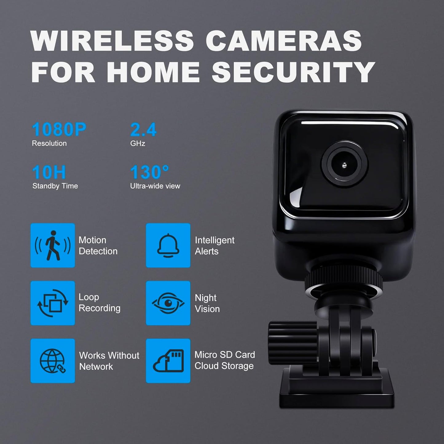 Mini Spy Cameras for Home Security, 1080P HD Security Camera No WiFi Needed, 2.4GHz, Night Vision, Wireless, Indoor Nanny Cam Hidden Camera for Bedroom, Pet, Elder, Garage