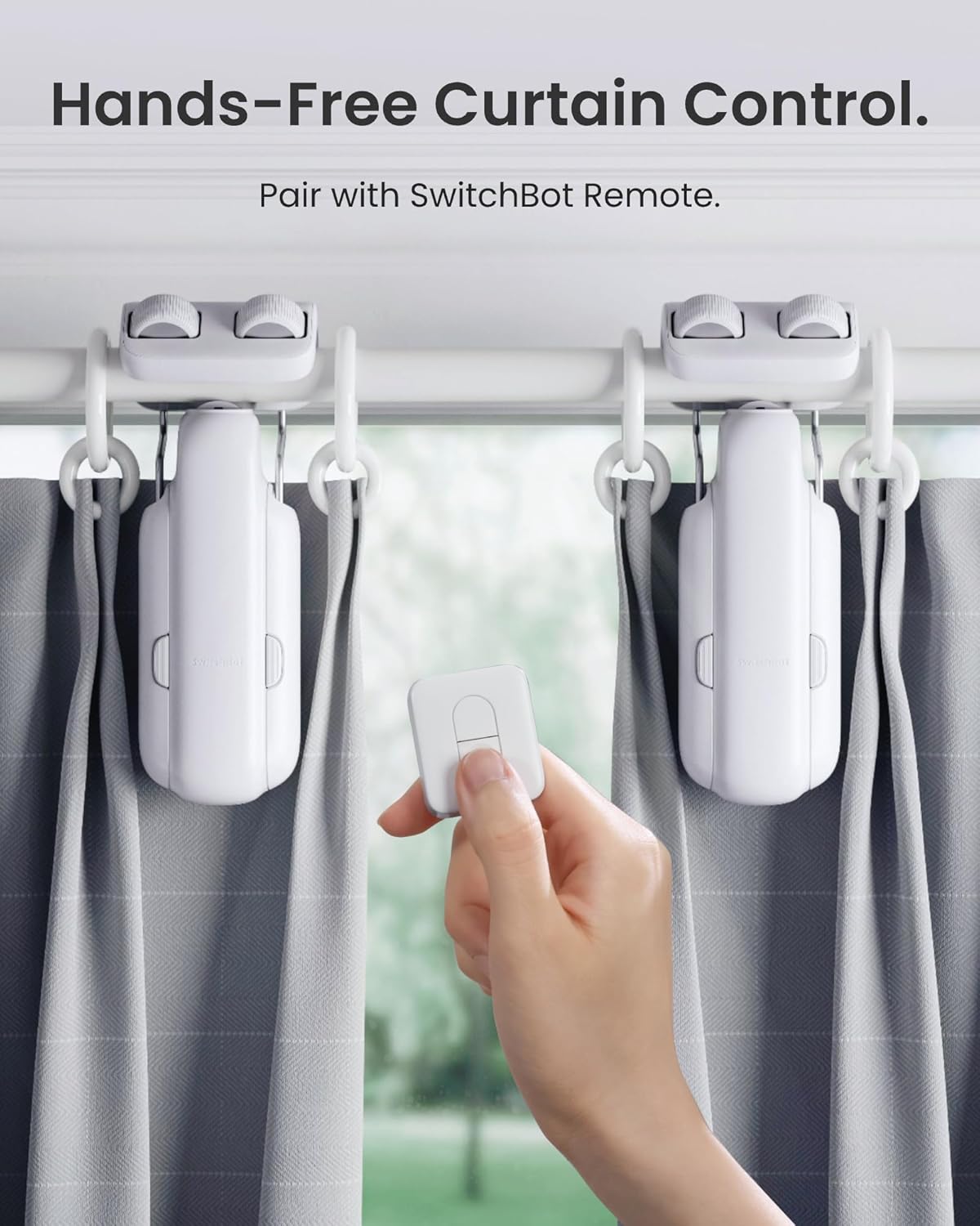 SwitchBot 2025 Automatic Curtain Opener 3 Rod, Bluetooth Remote Control Smart Curtain, WiFi & App Control, Add Hub to Compatible with Alexa, Google Home, HomeKit