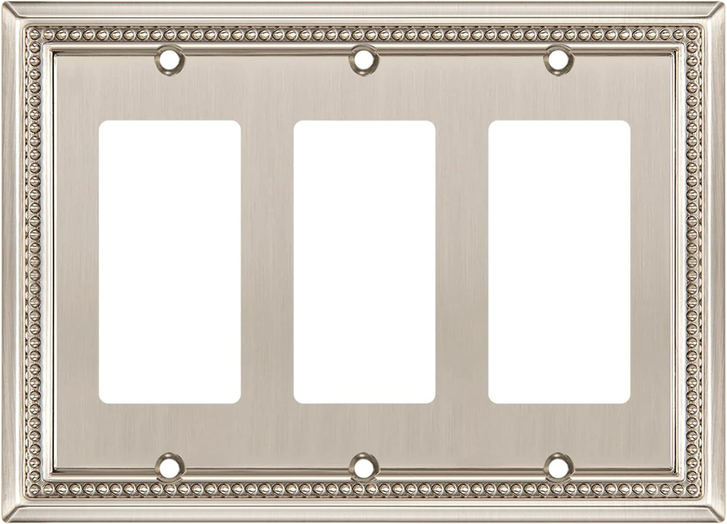 Henne Bery Sunken Pearls Heavy Duty Decorative Wall Plate Switch Plate Outlet Cover (Triple Decorator, Satin Nickel)