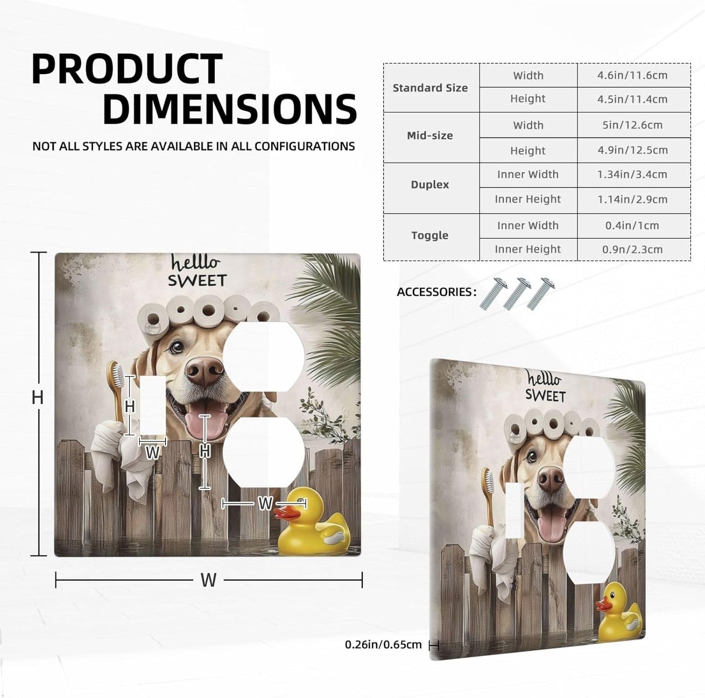 Funny Dog Rustic Farmhouse Wooden Fence Labrador Wallplates 1 Toggle 1 Duplex Switch Plate Electrical Gfci Faceplate Decorative Light Switch Covers For Kids Room Bathroom Decor
