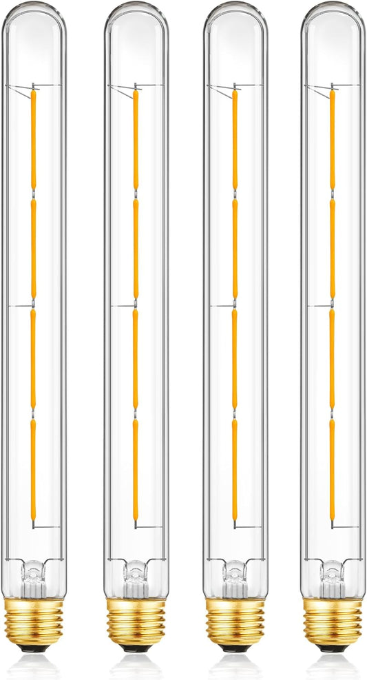 XININSUN T300 Led Bulb, 11.8 Inch Long Tubular Led Light Bulbs, 100Watt Equivalent, 1000lm, Dimmable, Clear Glass, E26 10W T10 LED Edison Tube Lamp Bulb,4 Pack. (6W=60W 2700K)