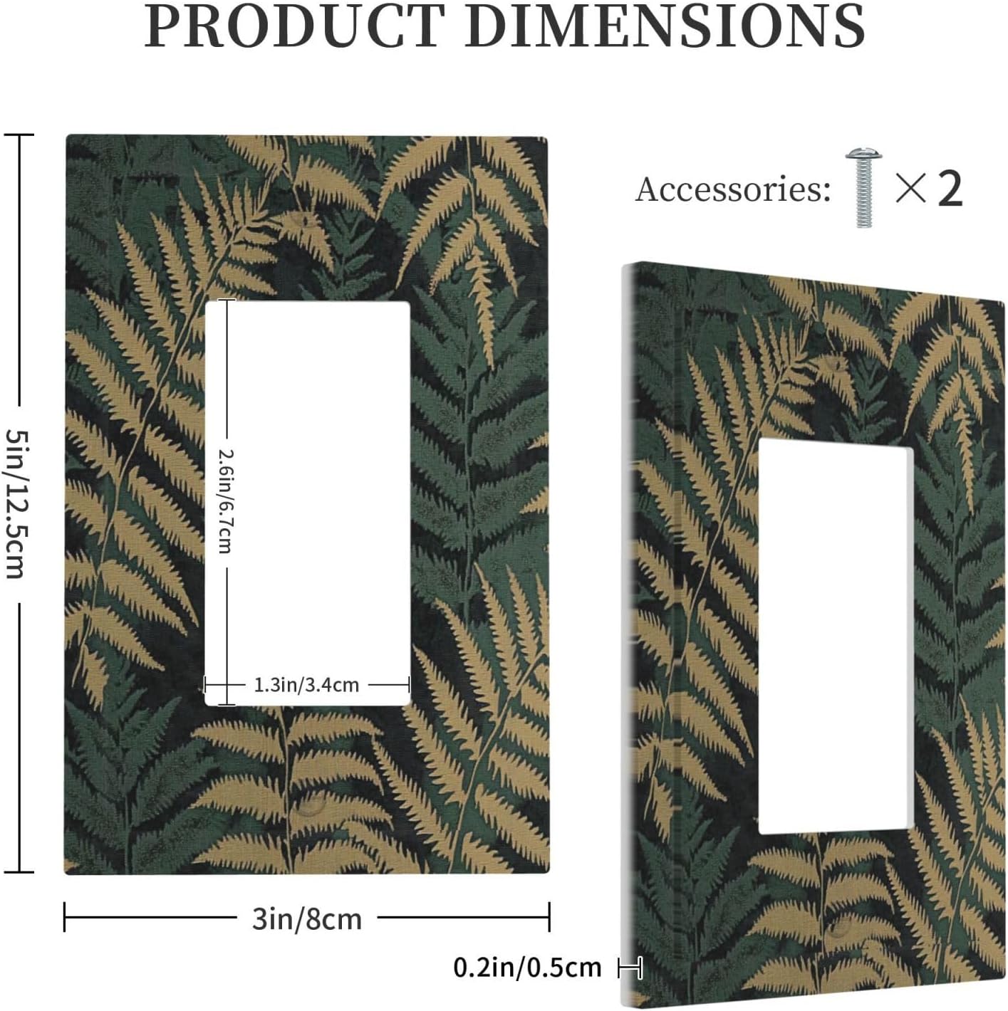 Decorative Outlet Covers Botanical Fern Green Leaf Forest 1 Gang Single Rocker Light Switch Cover Plate Wall Plates Gfci Faceplate For Bed Room Home Decor