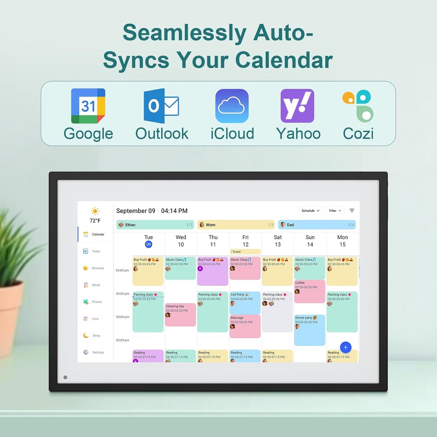 Canupdog Digital Calendar, 10.1inch Smart WiFi Digital Calendar&Chore Chart, Touch Screen HD Display for Family Schedules, Share Moments Instantly from Anywhere, Christmas Gifts for Women Mom, Black