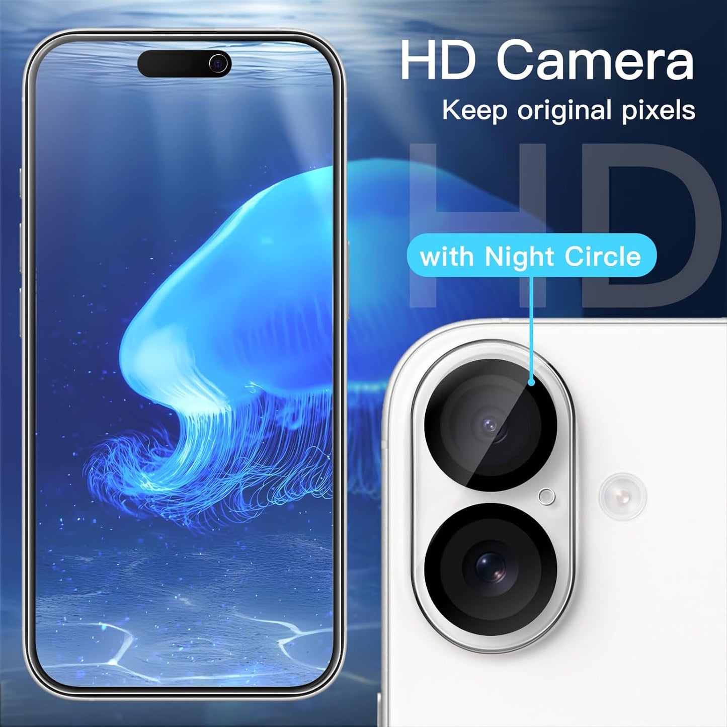 JETech Privacy Screen Protector for iPhone 16 6.1-Inch with Camera Lens Protector, Anti-Spy Tempered Glass Film, Easy Installation Tool, 2-Pack Each