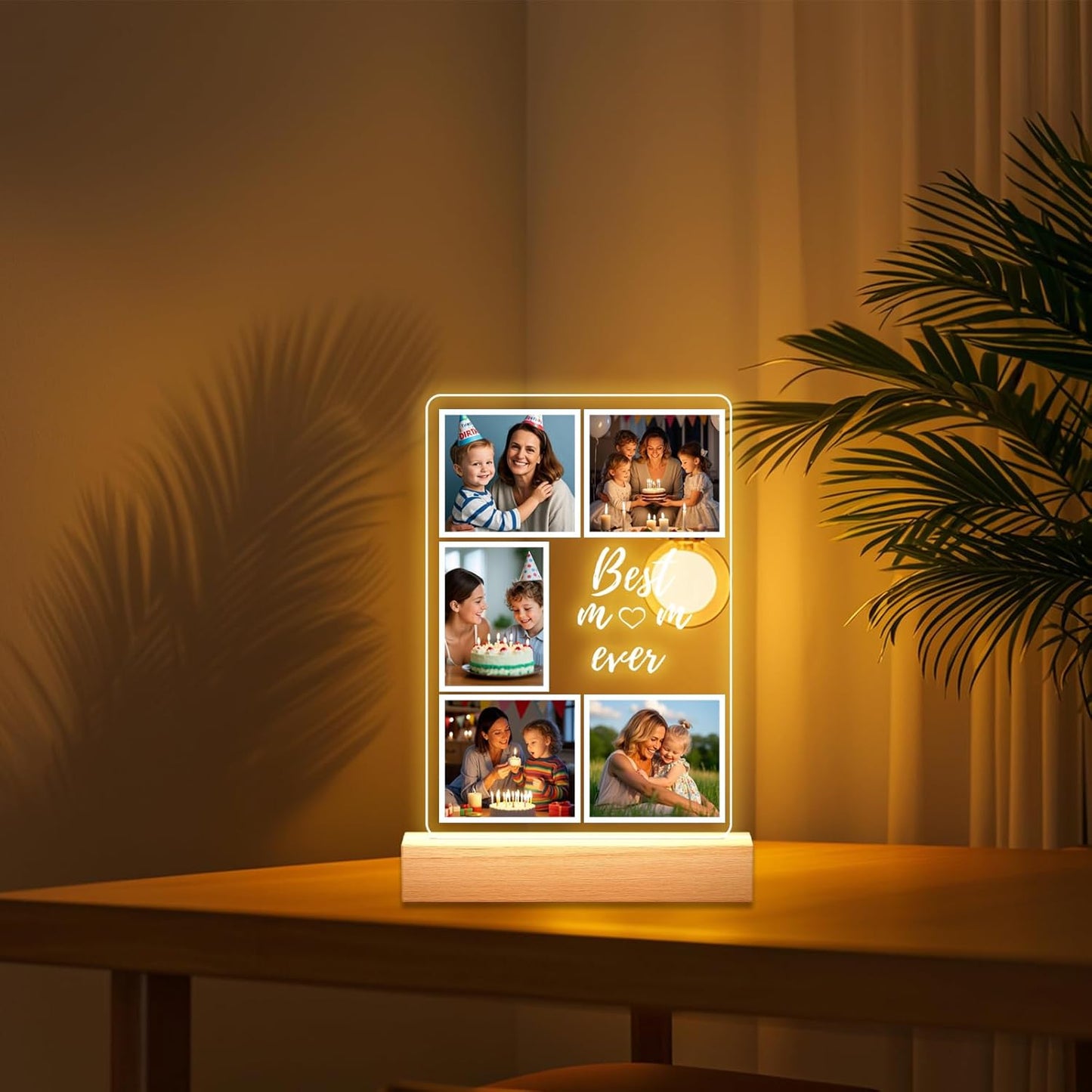 Personalized Picture Frames with Photo, Custom Photo Frame with Night Light, Customized Girlfriend Photo Gifts, Ideal Gift for Couples Anniversary Birthday Mom Dad Him Her
