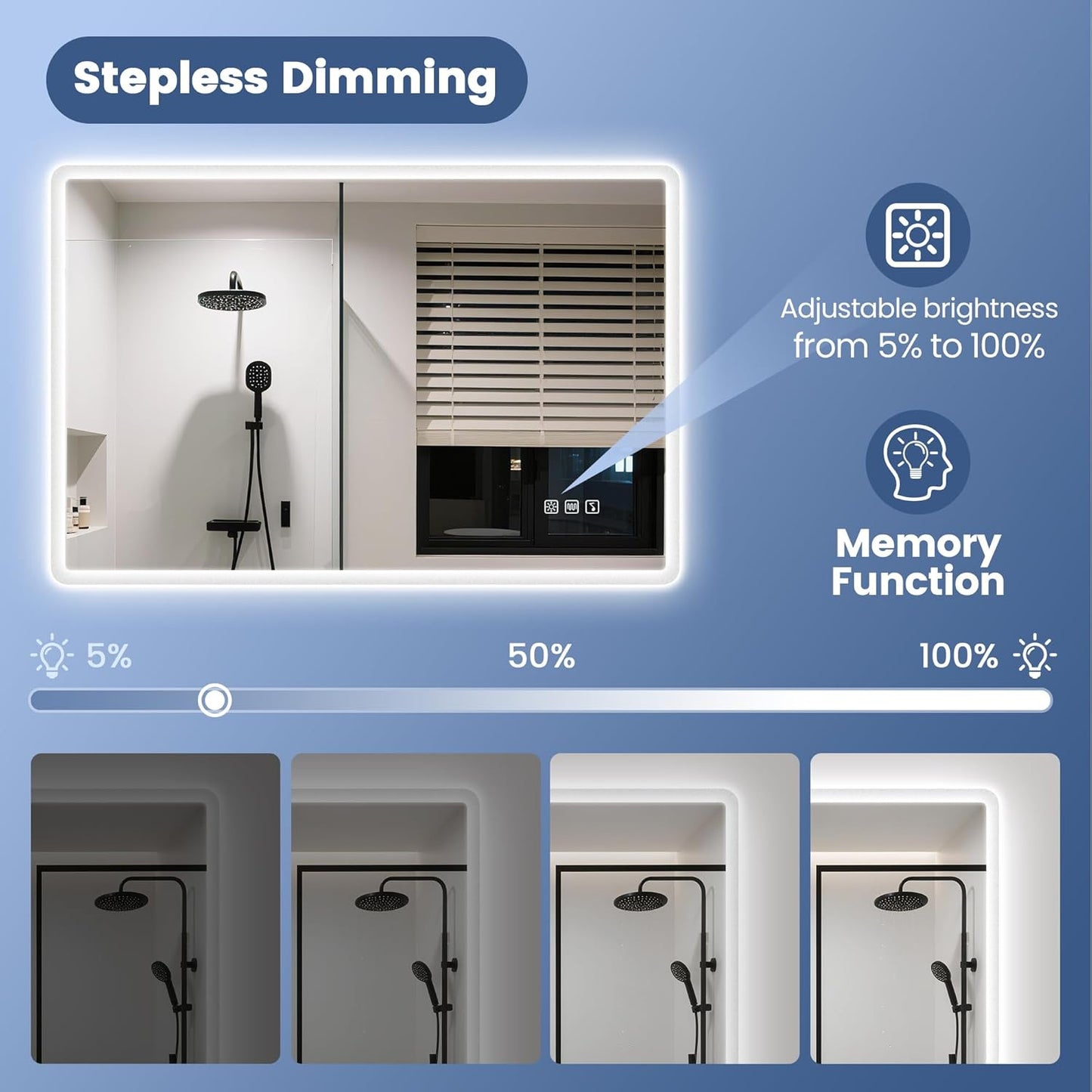 STARLEAD 40"x32" LED-Bathroom-Mirror-with-Lights, Wall-Mounted with Bluetooth Speaker, Anti-Fog, 3 Color Temperature, Dimmable Brightness, Waterproof, Tempered Glass, Frontlit & Backlit