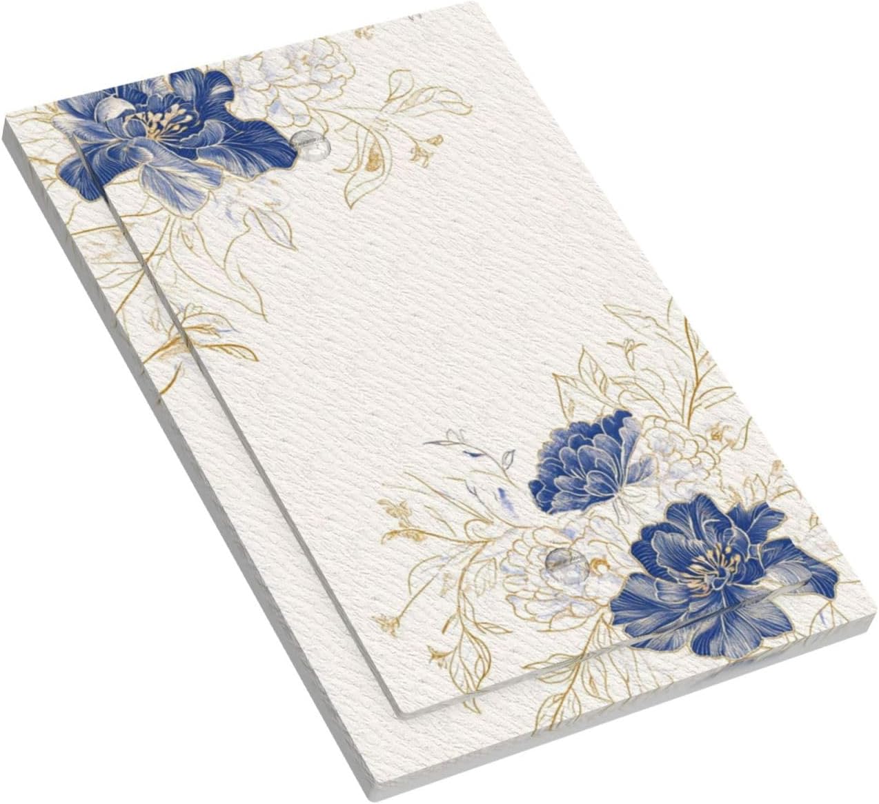 Decorative Light Switch Cover Plate Rustic Blue Flower Floral Gold Leaf 1 Gang No Device Single Blank Outlet Covers Wall Plates for Electrical Outlets Faceplate for Bedroom Home Decor