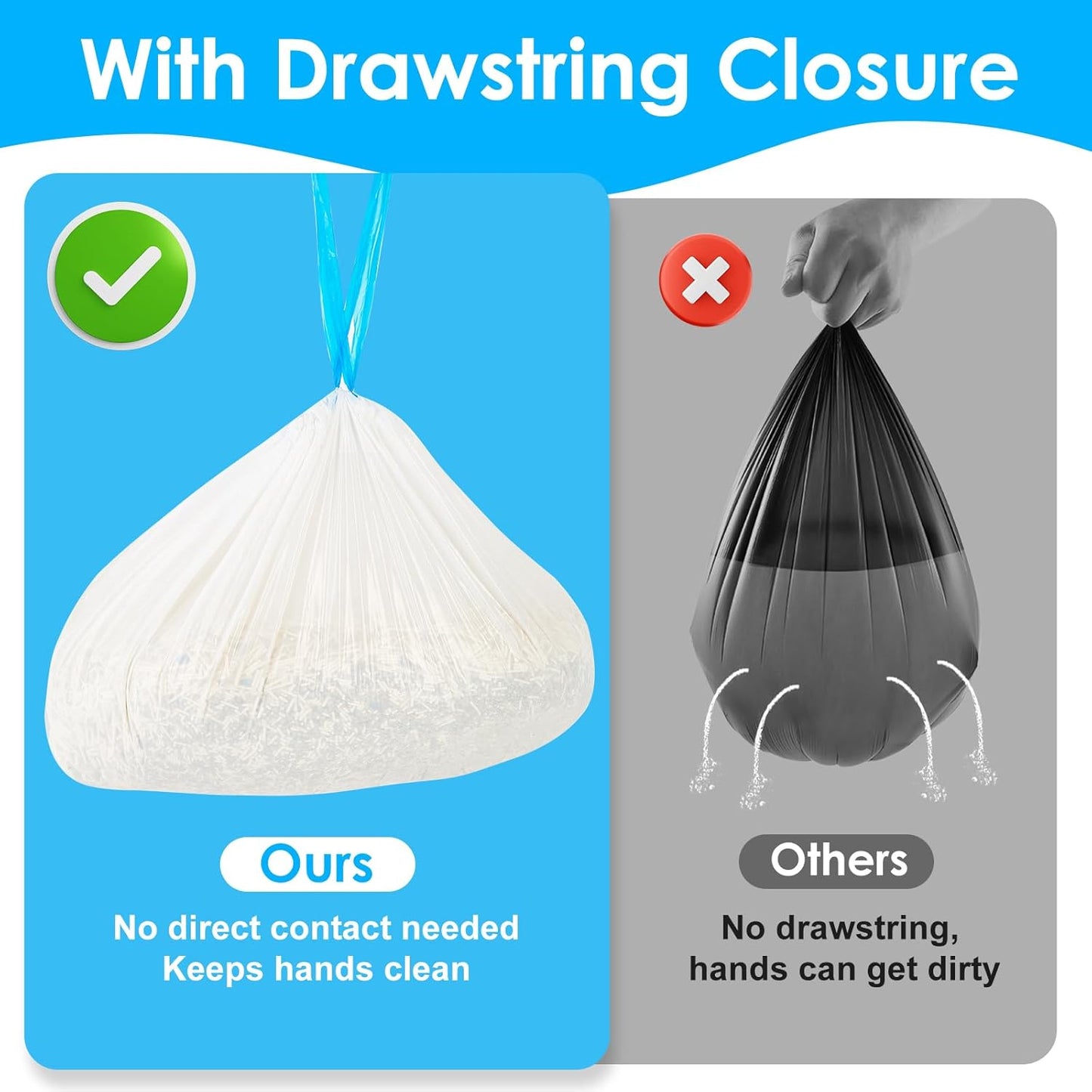 Cat Litter Bags 60Count, 26.37"x15.74" Drawstring Close Litter Box Liners for Automatic Litter Box,Thick Cat Poop Bags,Easy to Clean,Heavy Duty Robot Bag for Self-Cleaning Box