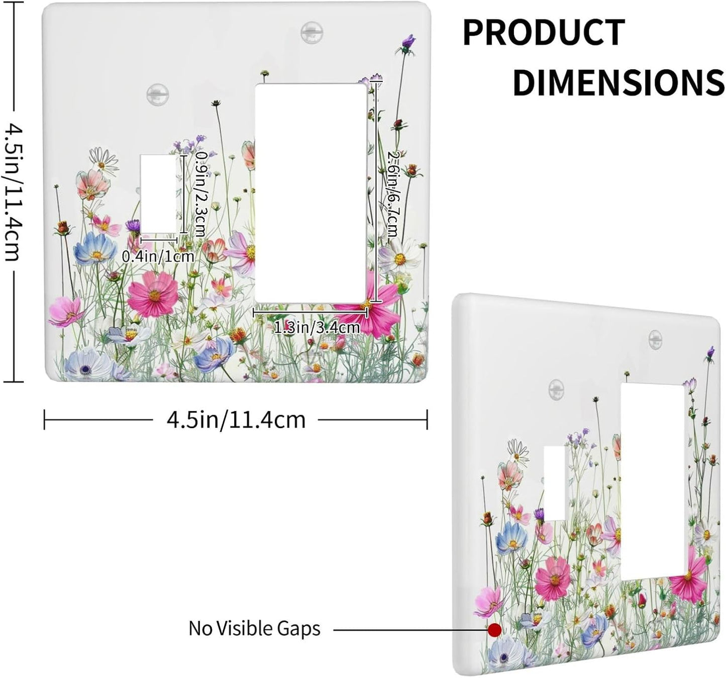Outlet Covers Boho Colorful Flowering Plant Wild Flower 1 Toggle 1 Rocker Combination Decorative Wall Plate Electrical Switch Plates Light Switch Cover Plate For Bed Room Living Room