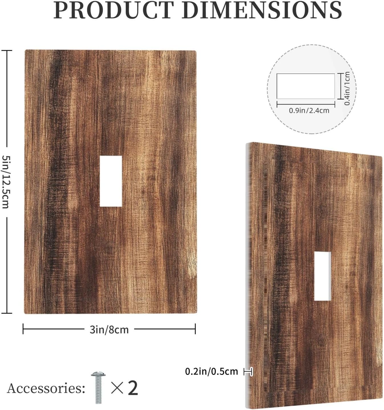Decorative Light Switch Cover Vintage Rustic Brown Wood Grain 1 Gang Single Toggle Device Electrical Faceplate Switchplates Decorator Outlet Wall Plate for Bedroom Farmhouse Decor