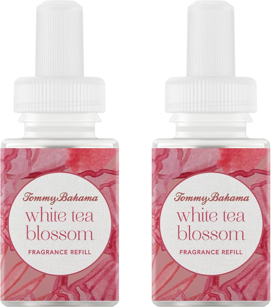 Pura & Tommy Bahama Home Scent Refill - Smart Home Air Diffuser - Up to 120-Hours of Luxury Fragrance per Refill - Home Essential - Clean & Safe Diffuser Fragrance - 2 Pack, White Tea Blossom