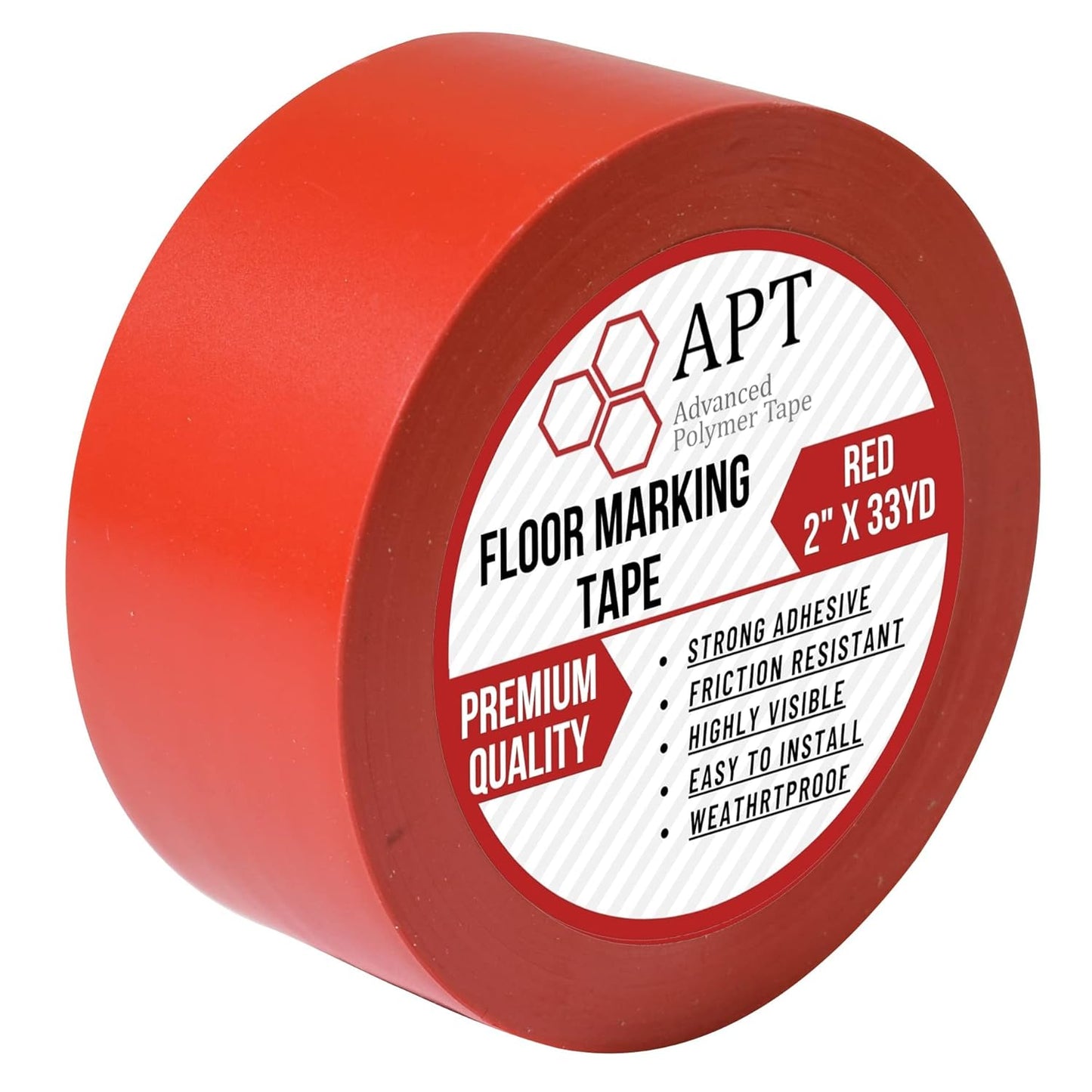 APT, Multi Color Marking Tape, Premium Safety Marking and Dance Floor Splicing Tape, 6 mil Thick (Red, 1 Roll)