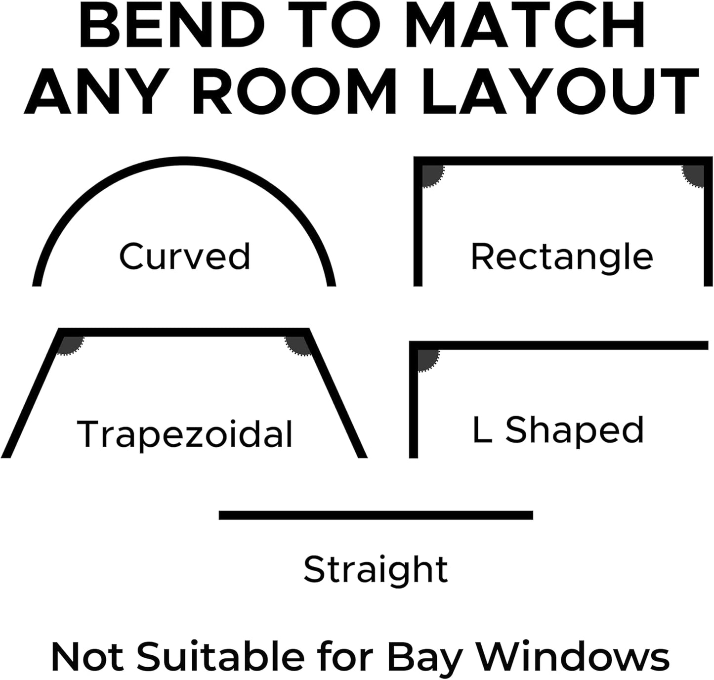 Aluminum Flexible Ceiling Curtain Track – 3ft-9.8ft / 3m Bendable Wall/Ceiling Mount Rail, Smooth Glide System for Bay Windows, RVs, Room Dividers, Showers – Easy Install & Custom Fit