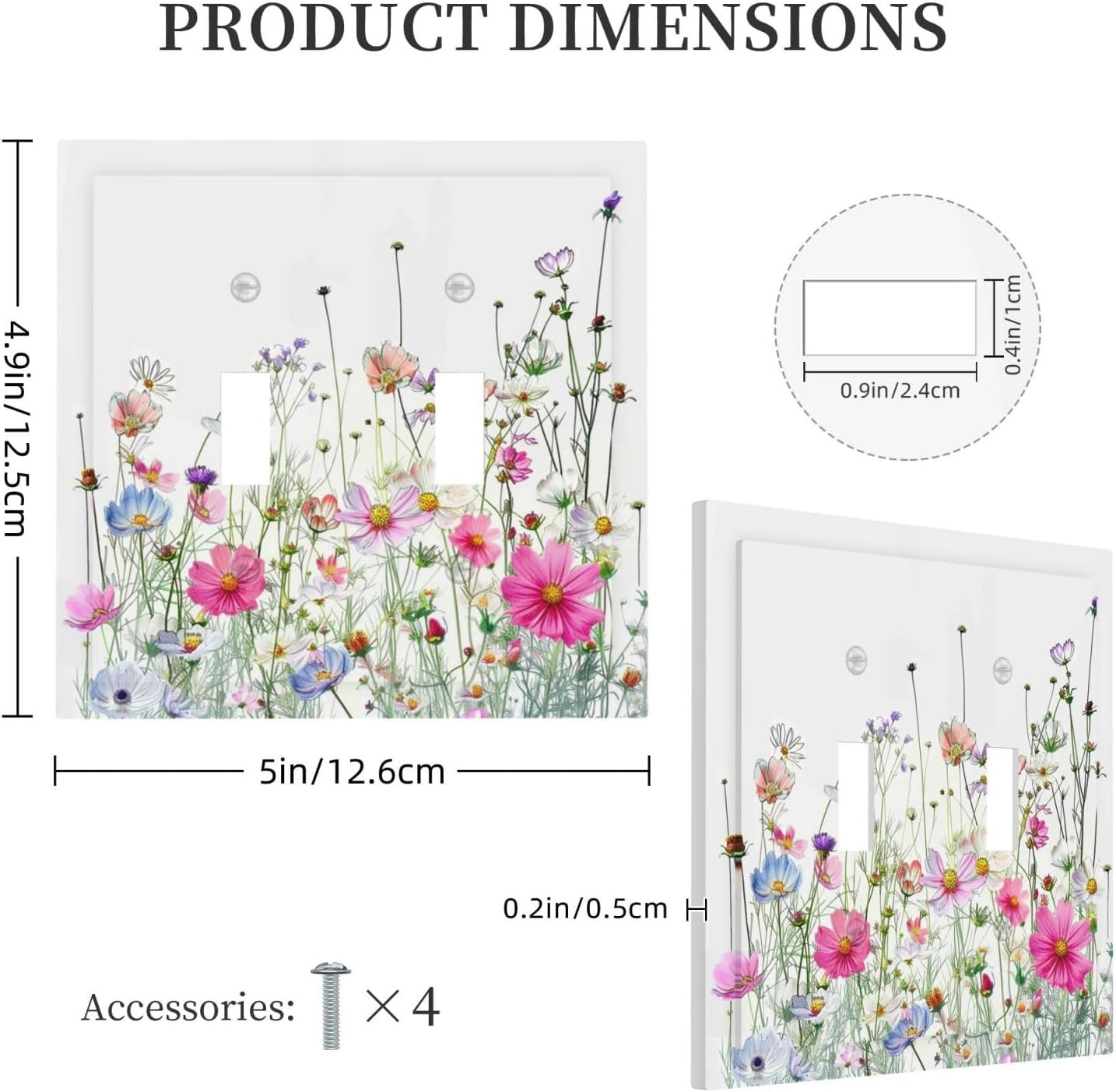 Decorative Switch Plates Boho Colorful Flowering Plant Wild Flower 2 Gang Double Toggle Outlet Light Switch Cover Wall Plate Electrical Faceplate For Bed Room Living Room Decor
