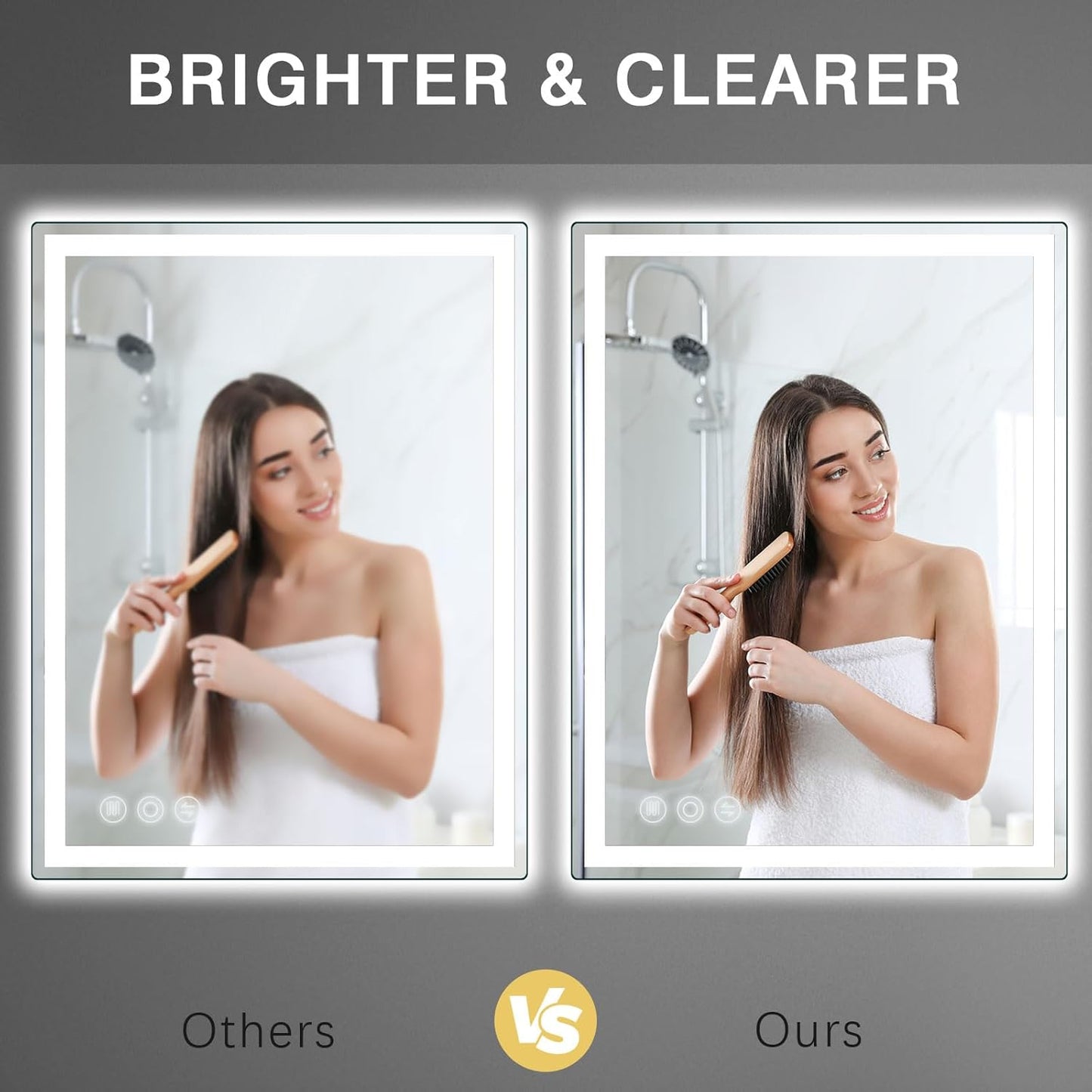 LED Bathroom Mirror 24"x 40" with Frontlit and Backlit, Anti-Fog, Stepless 3 Colors Temperature & Dimmable, Memory Tempered Glass