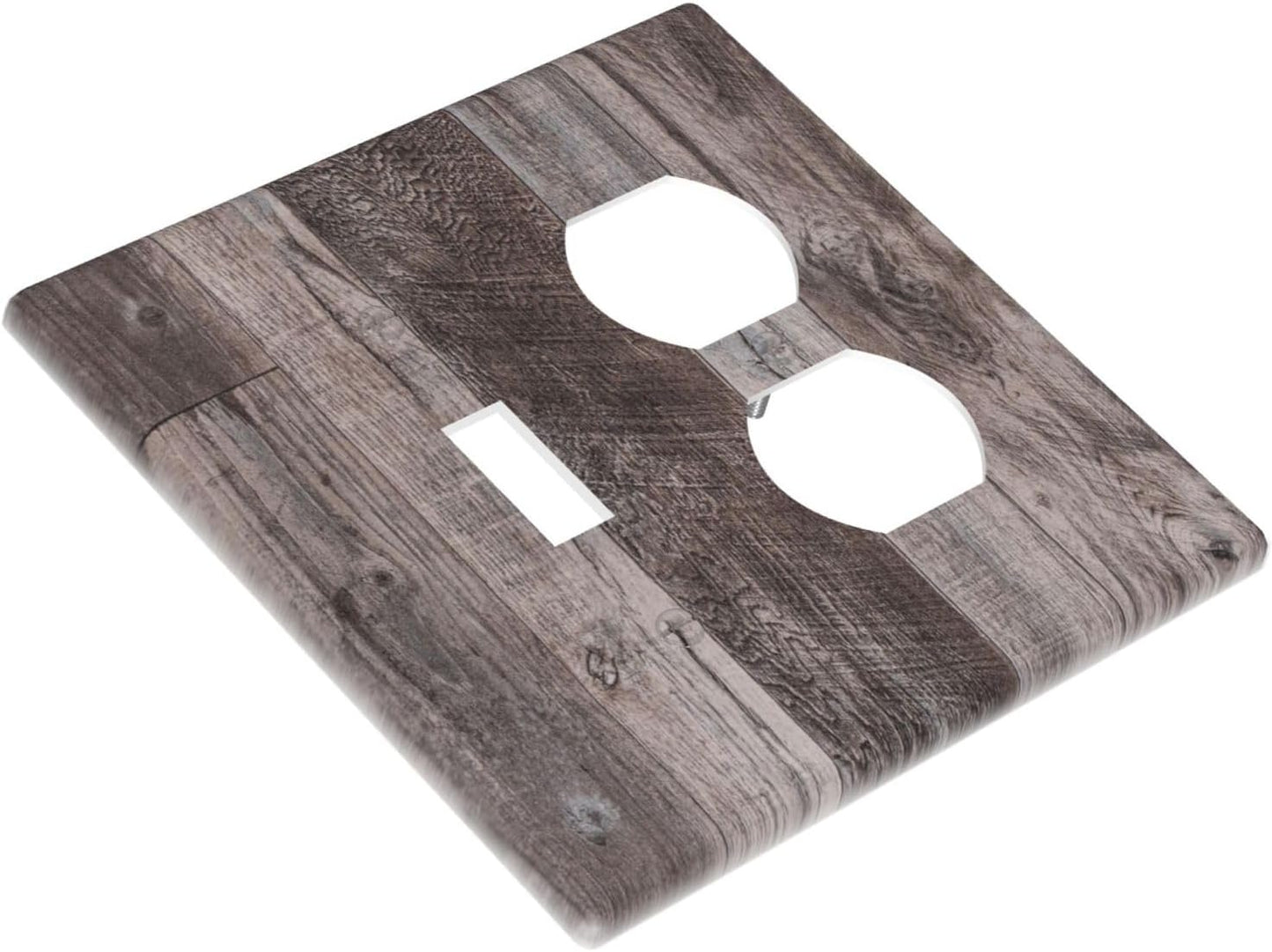 Wallplates Rustic Dark Grey Wood Retro Country Wooden 1 Toggle 1 Duplex Switch Plate Electrical GFCI Faceplate Decorative Light Switch Covers for Farmhouse Cabin Decor