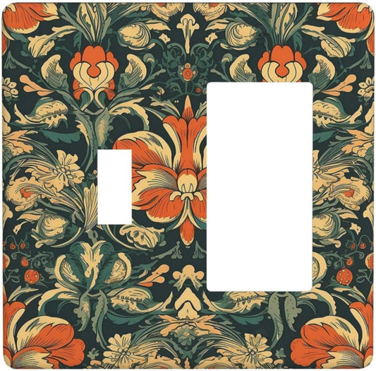 Outlet Covers William Morris Abstract Floral Plant Pattern Orangeyellowgreen 1 Toggle 1 Rocker Combination Decorative Wall Plate Electrical Switch Plates Light Switch Cover Plate for Bedroom