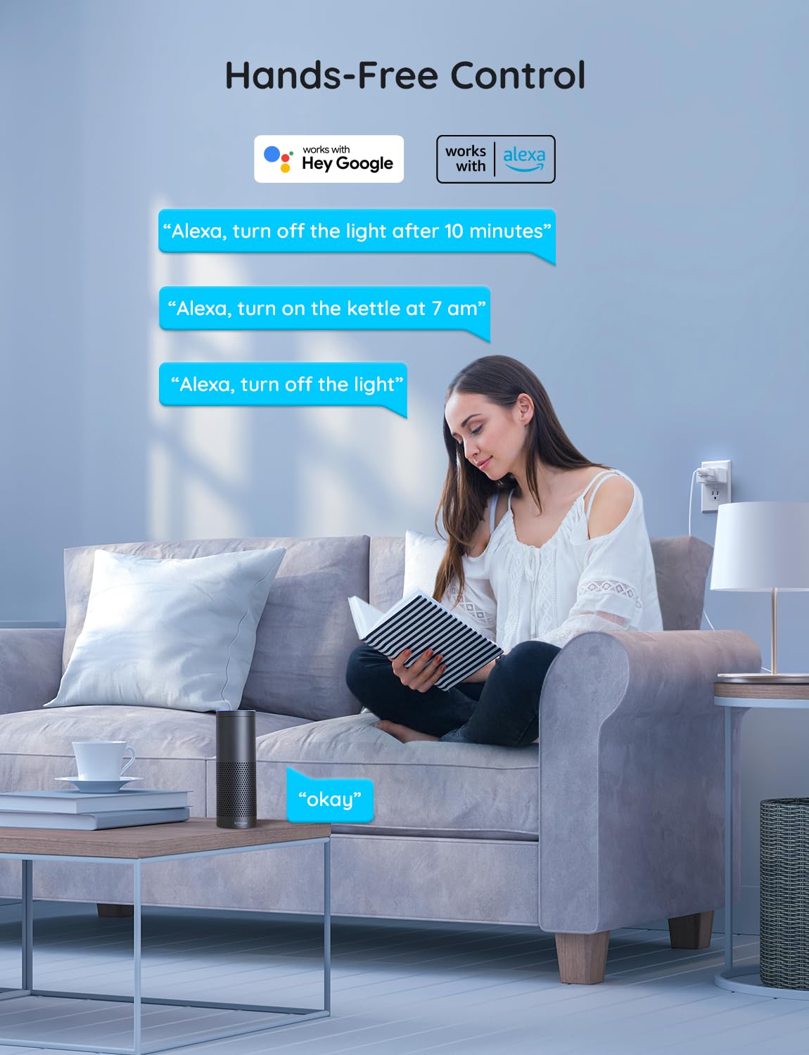 Govee Smart Plug 15A, WiFi Bluetooth Outlet 1 Pack Work with Alexa and Google Assistant, WiFi Plugs with Multiple Timers, Govee Home APP Group Control Remotely, No Hub Required, ETL&FCC Certified
