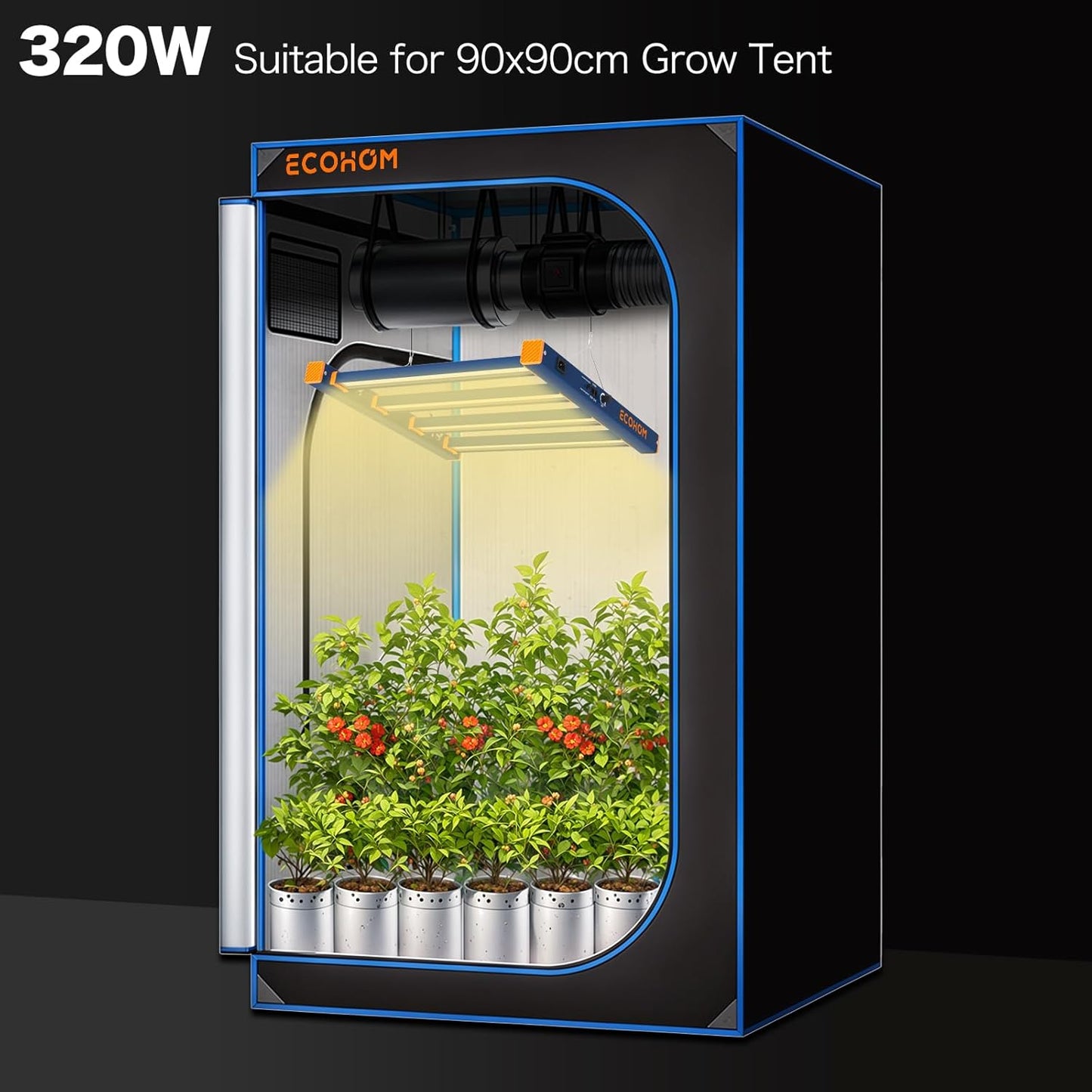 LED Grow Light, 320W Grow Lights for Indoor Plants, Full Spectrum Growing Light Plant Hanging Growing Lamps, Daisy Chain Dimmable Grow Lamp, Commercial for 3x3ft Coverage in Grow Tent